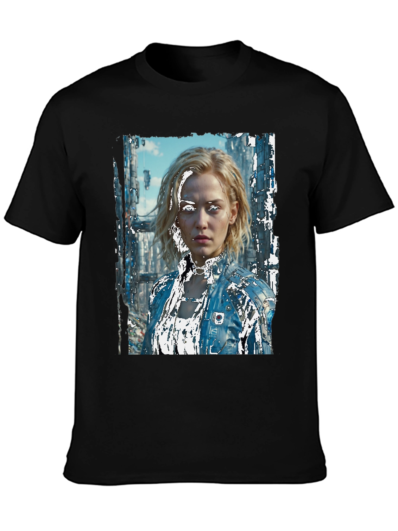 Black Sci-Fi Portrait Black T-Shirt view 3