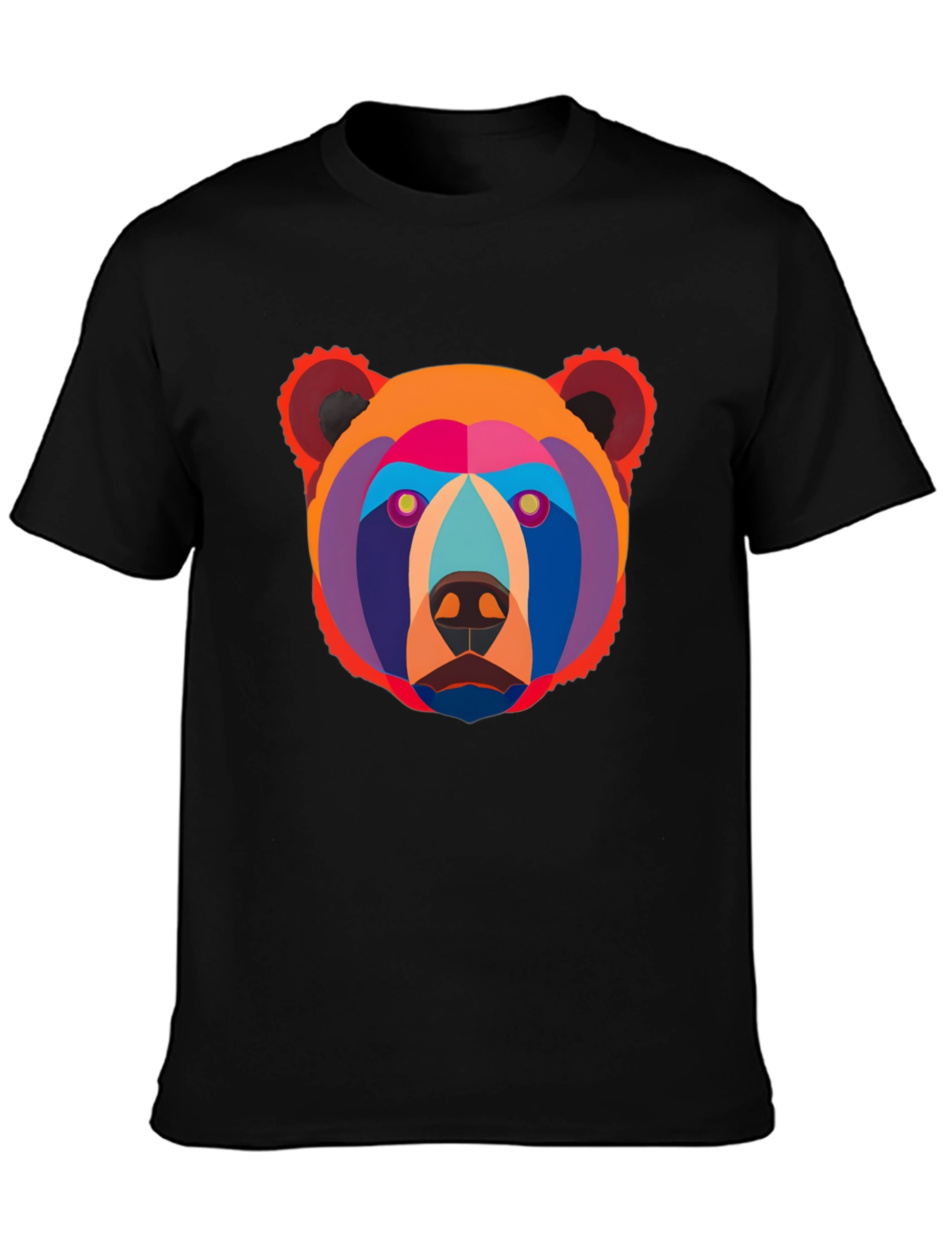 Black Geometric Bear Graphic Tee - Modern Art Shirt view 3