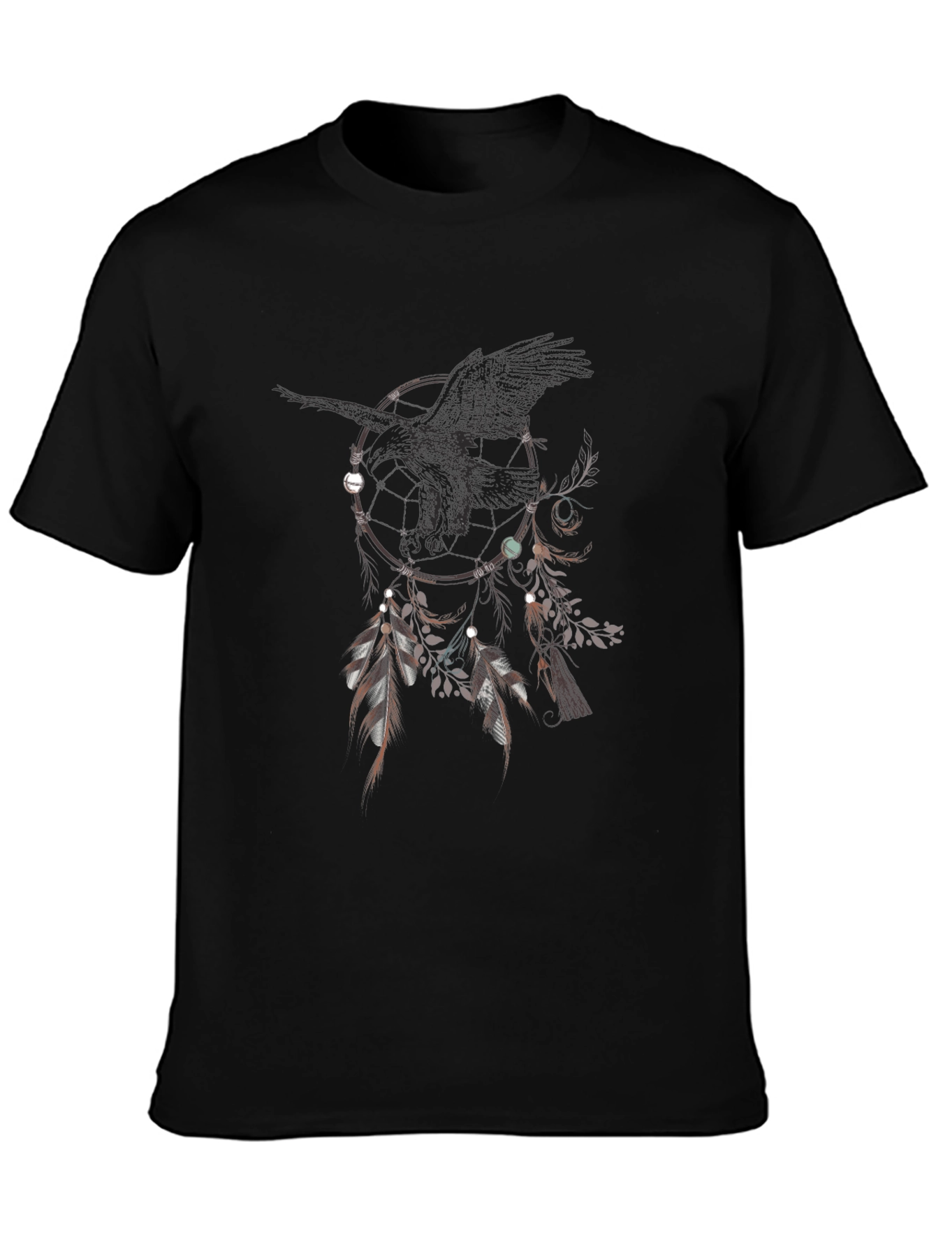 Black Raven Dreamcatcher Graphic Tee - Unique Design view 3