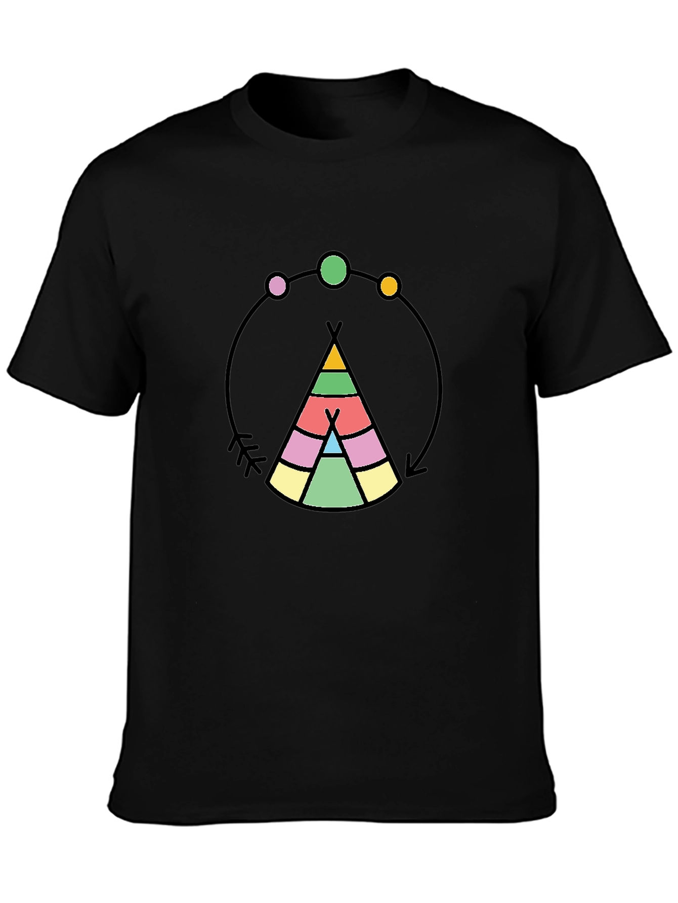 Black Teepee Graphic Black T-Shirt view 3