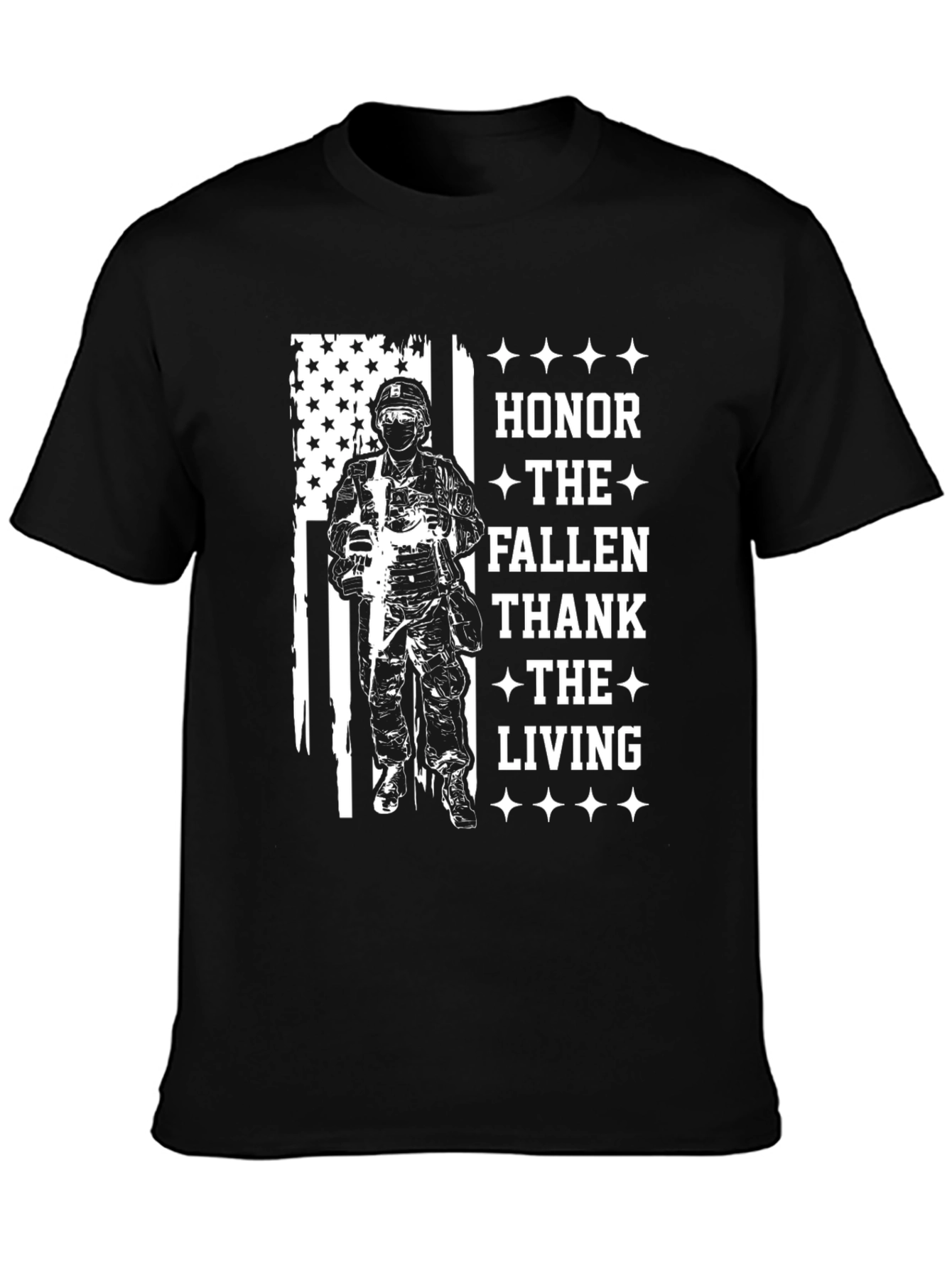 Black Honor Fallen, Thank Living T-Shirt view 3