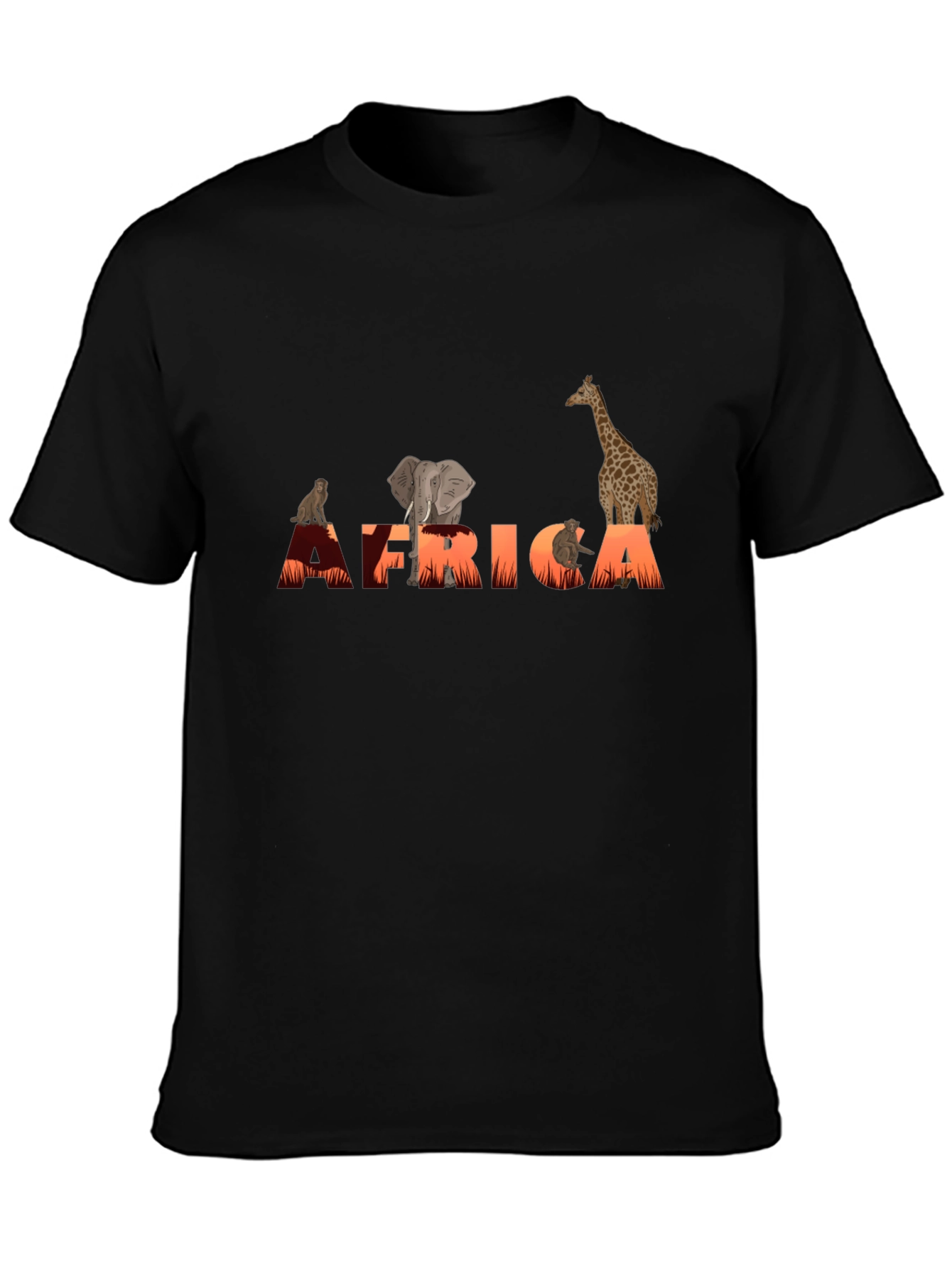 Black Africa Animal Graphic Tee - Unisex Black T-Shirt view 3