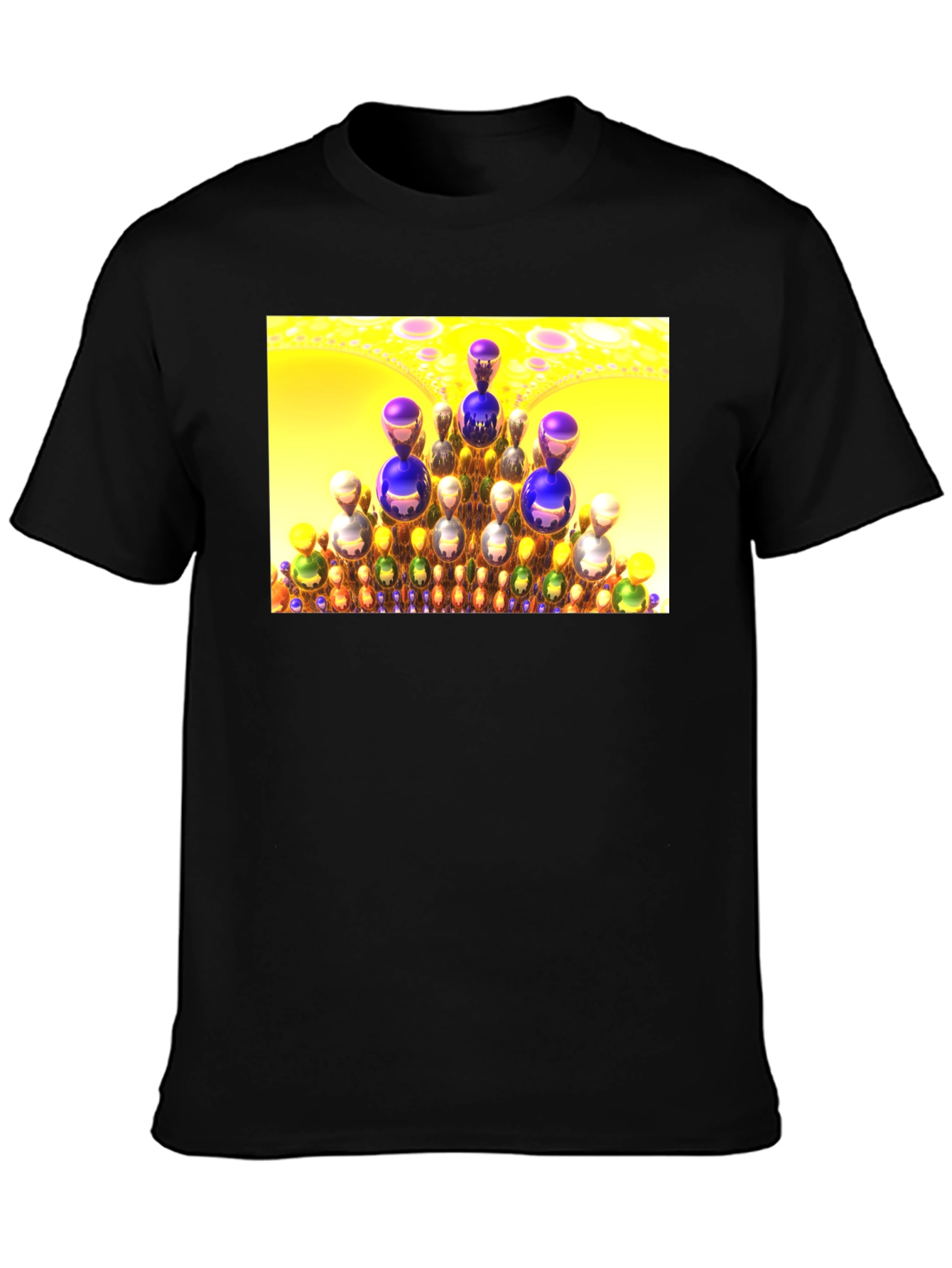 Black Fractal Spheres T-Shirt - Unique Design view 3