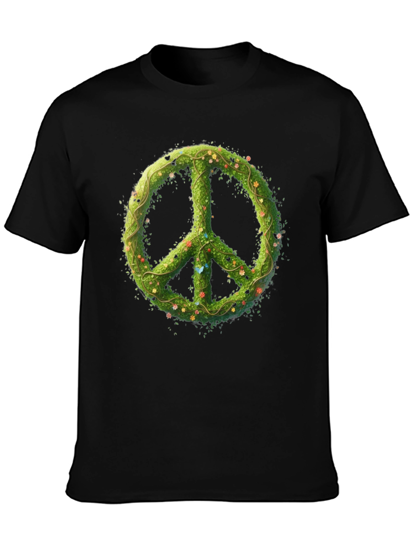 Black Nature Peace Sign Black Graphic Tee view 3