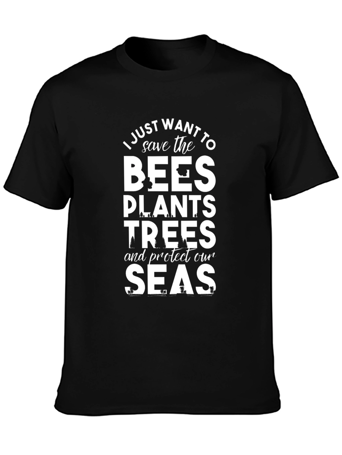 Black Save the Bees, Plants, Trees T-Shirt view 3