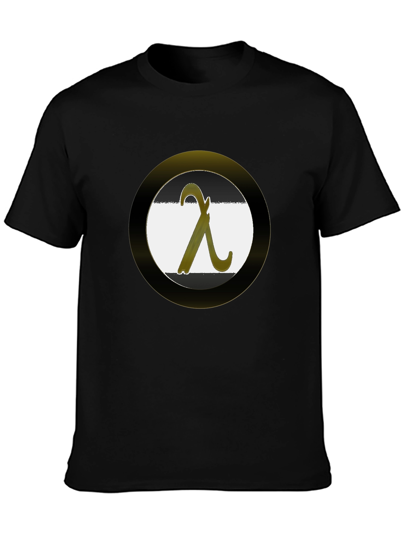 Black Lambda Symbol Graphic T-Shirt - Black Cotton Blend view 3