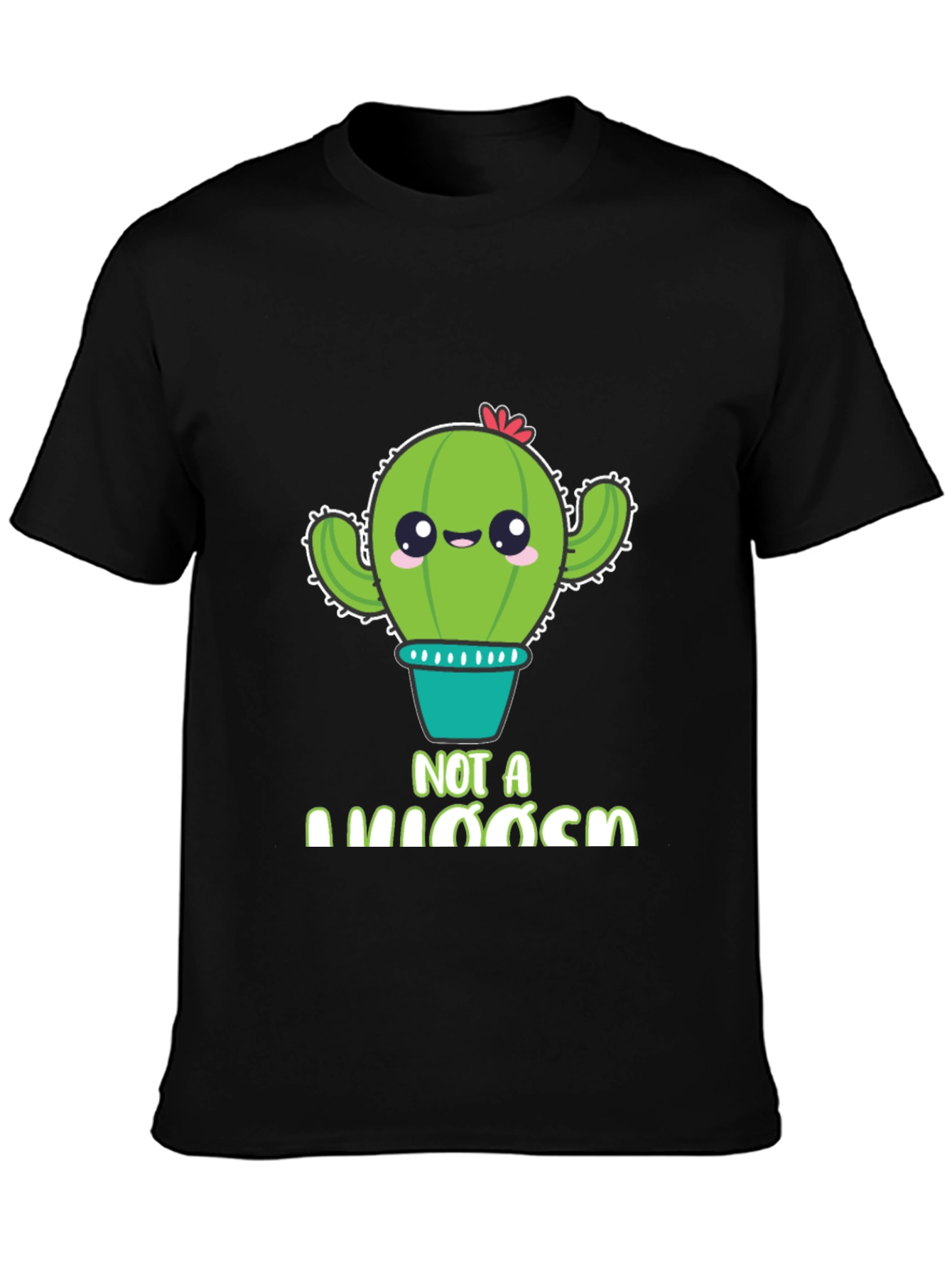 Black Cute Cactus Pun T-Shirt - "Not A Hugger" Graphic Tee view 3