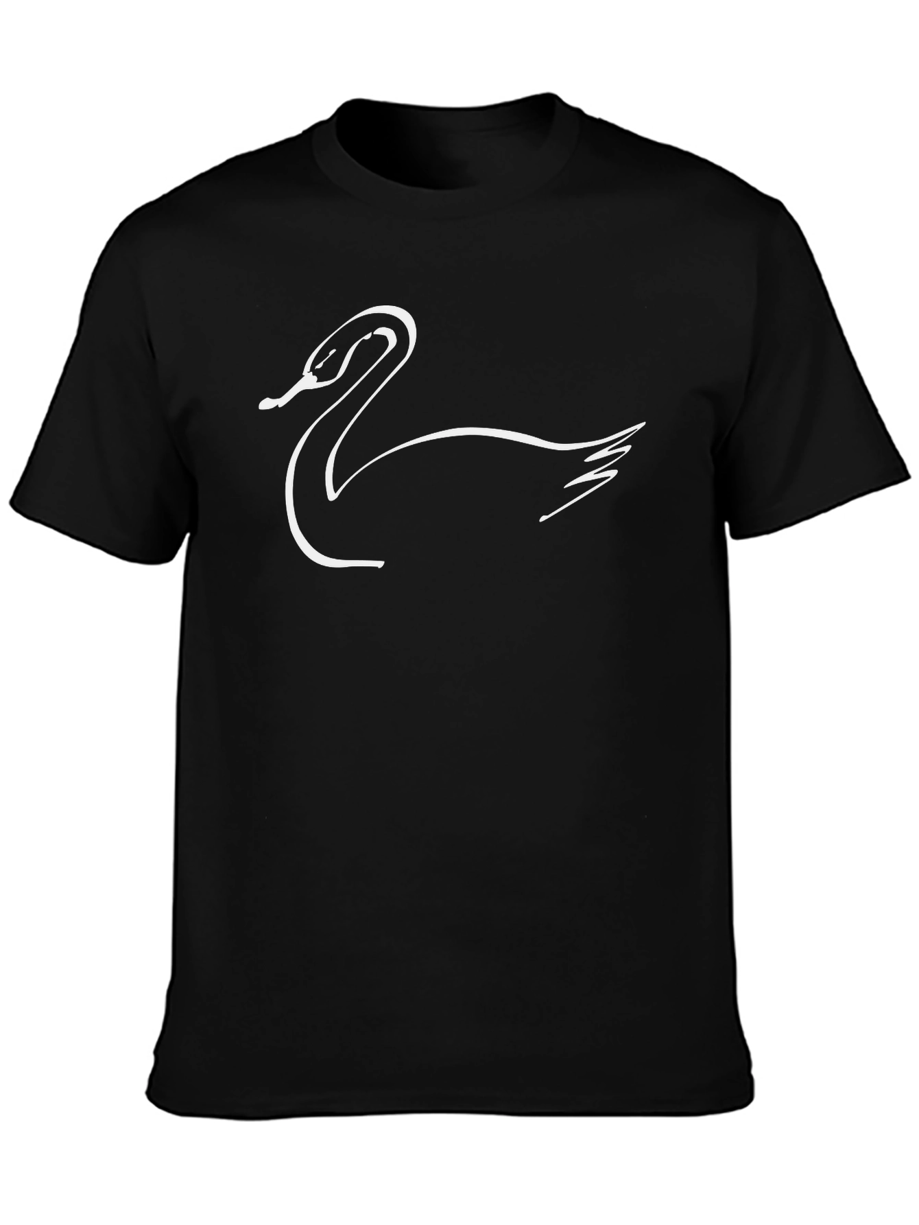 Black Elegant Swan Graphic Tee - Stylish Black T-Shirt view 3
