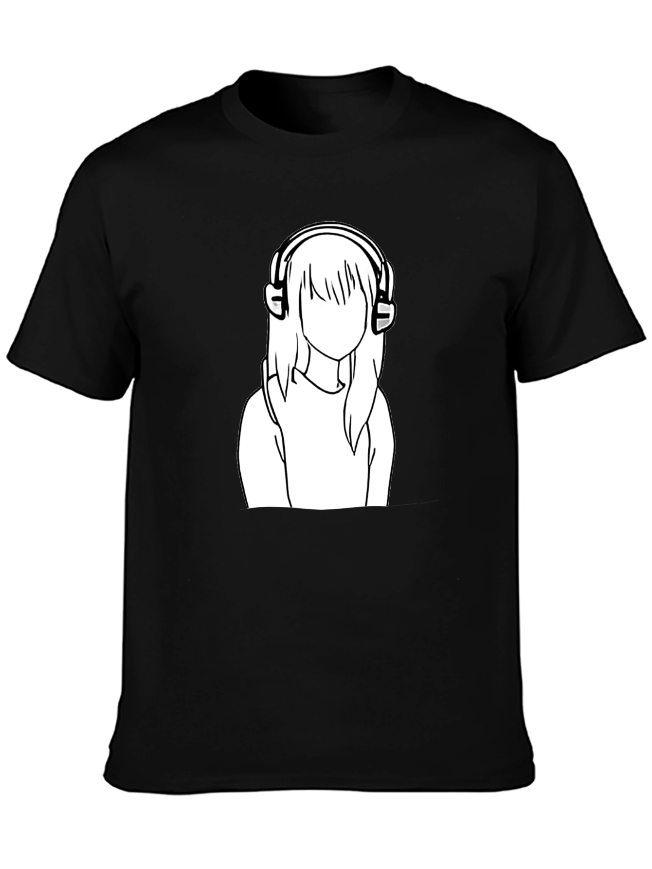 Black Headphone Girl Graphic Tee - Black view 3