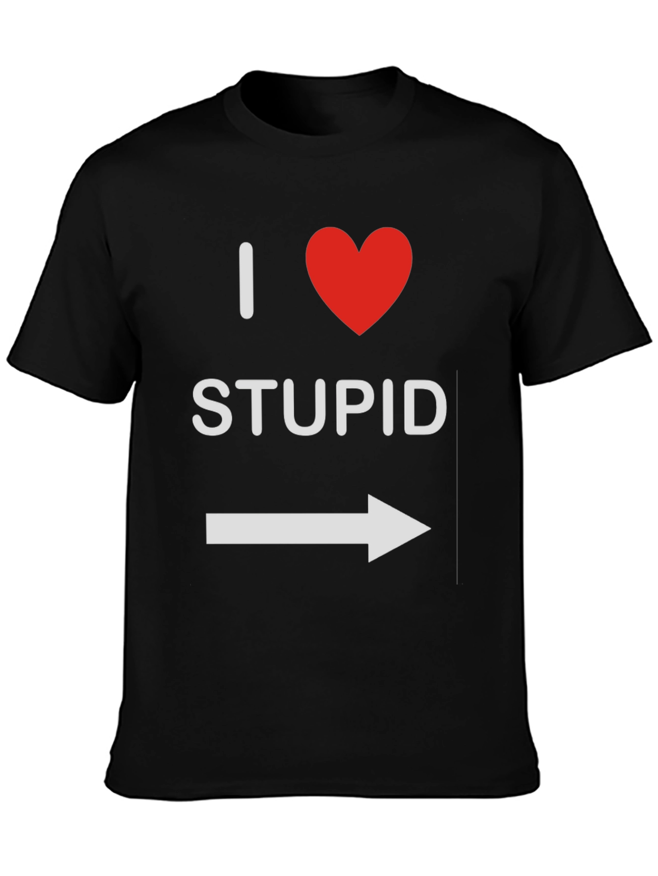 Black Funny I Heart Stupid Arrow T-Shirt view 3