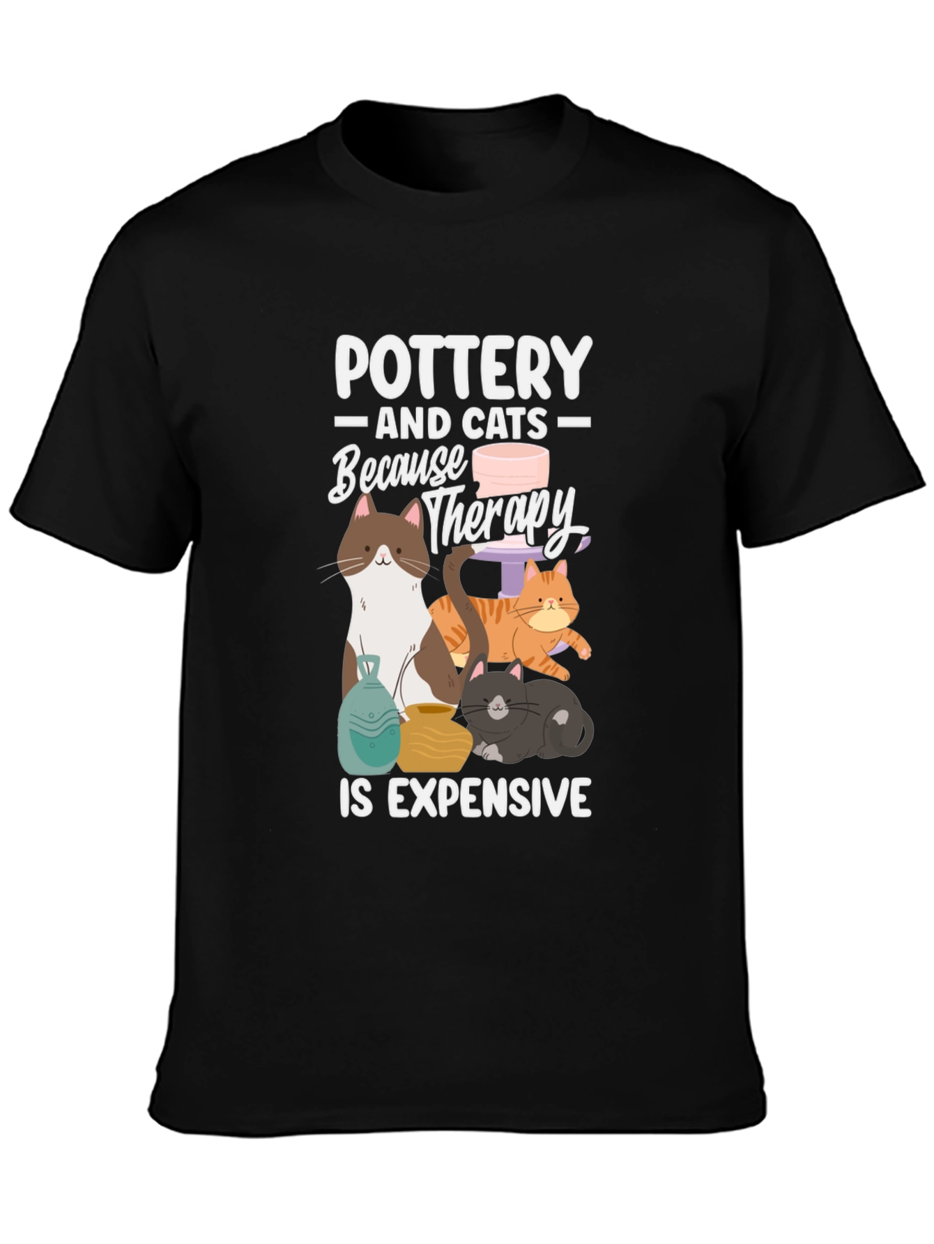 Black Pottery and Cats T-Shirt: Therapy Alternative view 3