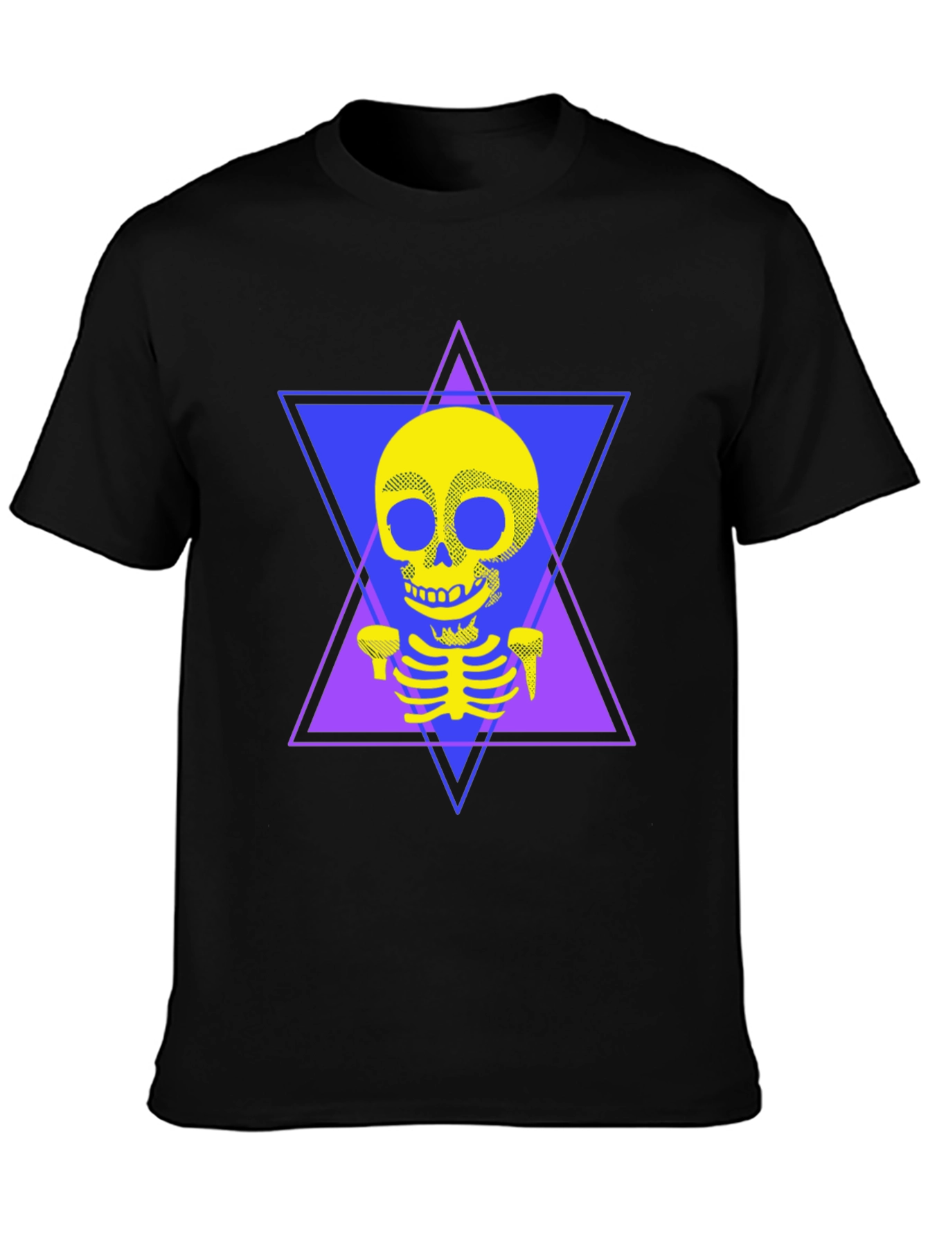 Black Geometric Skeleton T-Shirt - Edgy Graphic Tee view 3