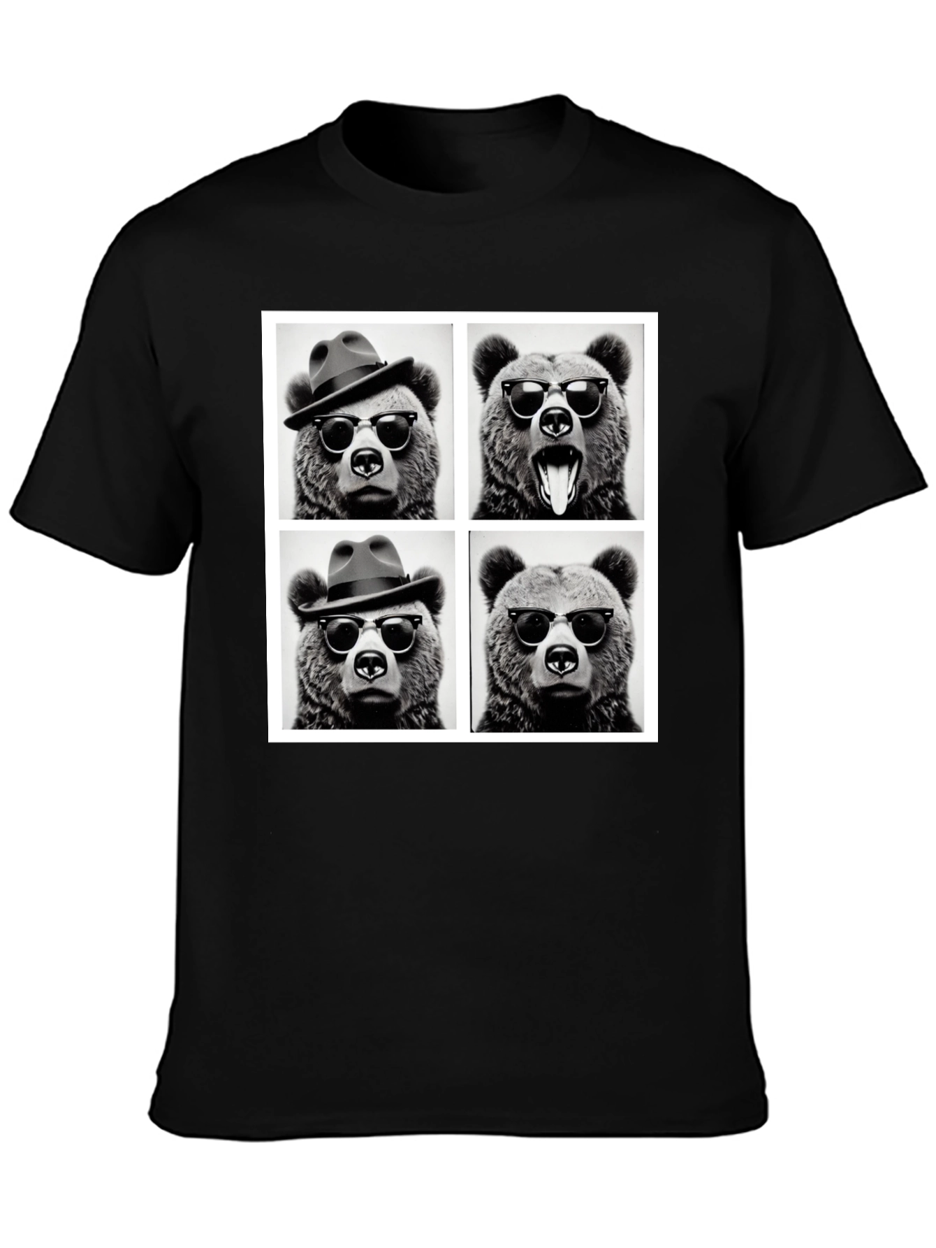 Cool Bear Collage Graphic Tee - Black - 3