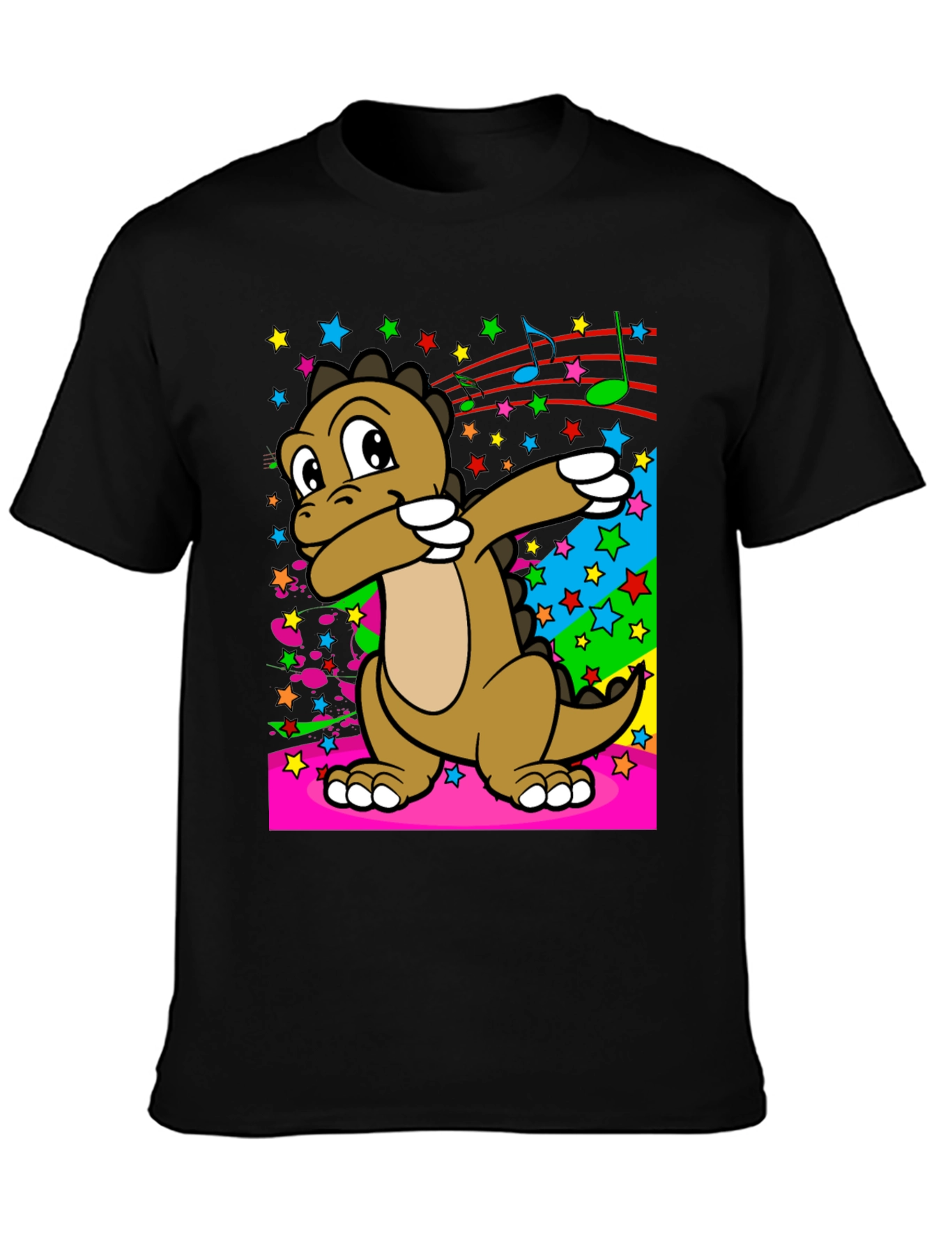 Black Dabbing Dinosaur T-Shirt - Fun Graphic Tee view 3
