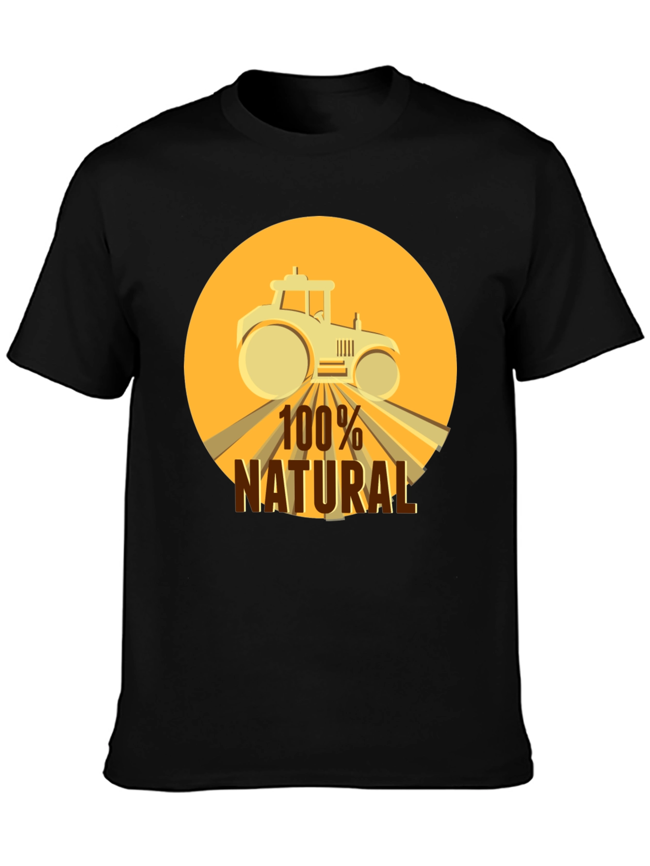 Black 100% Natural Tractor Graphic Tee - Black Cotton Blend view 3