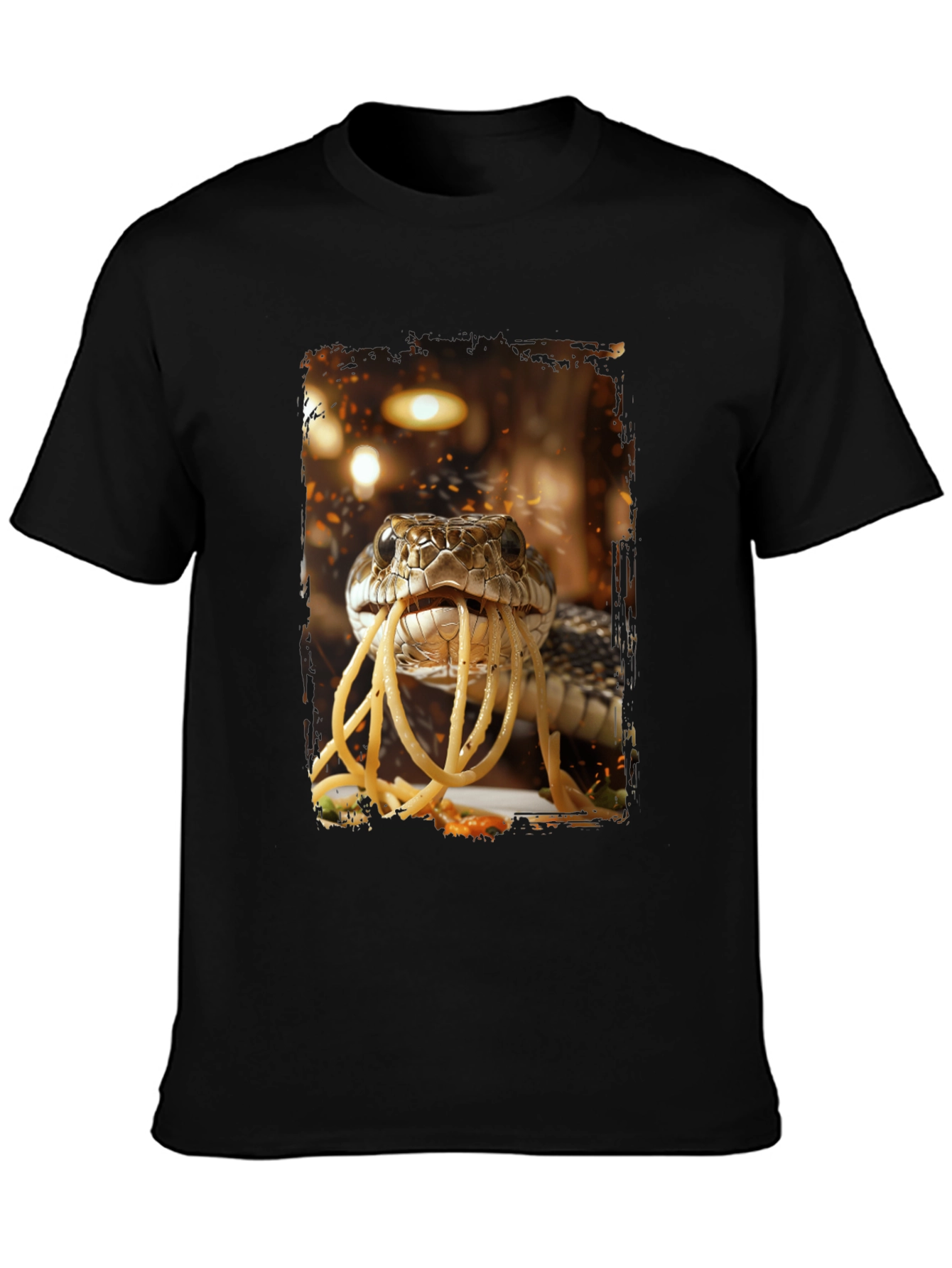 Black Snake Eating Spaghetti Graphic Tee view 3