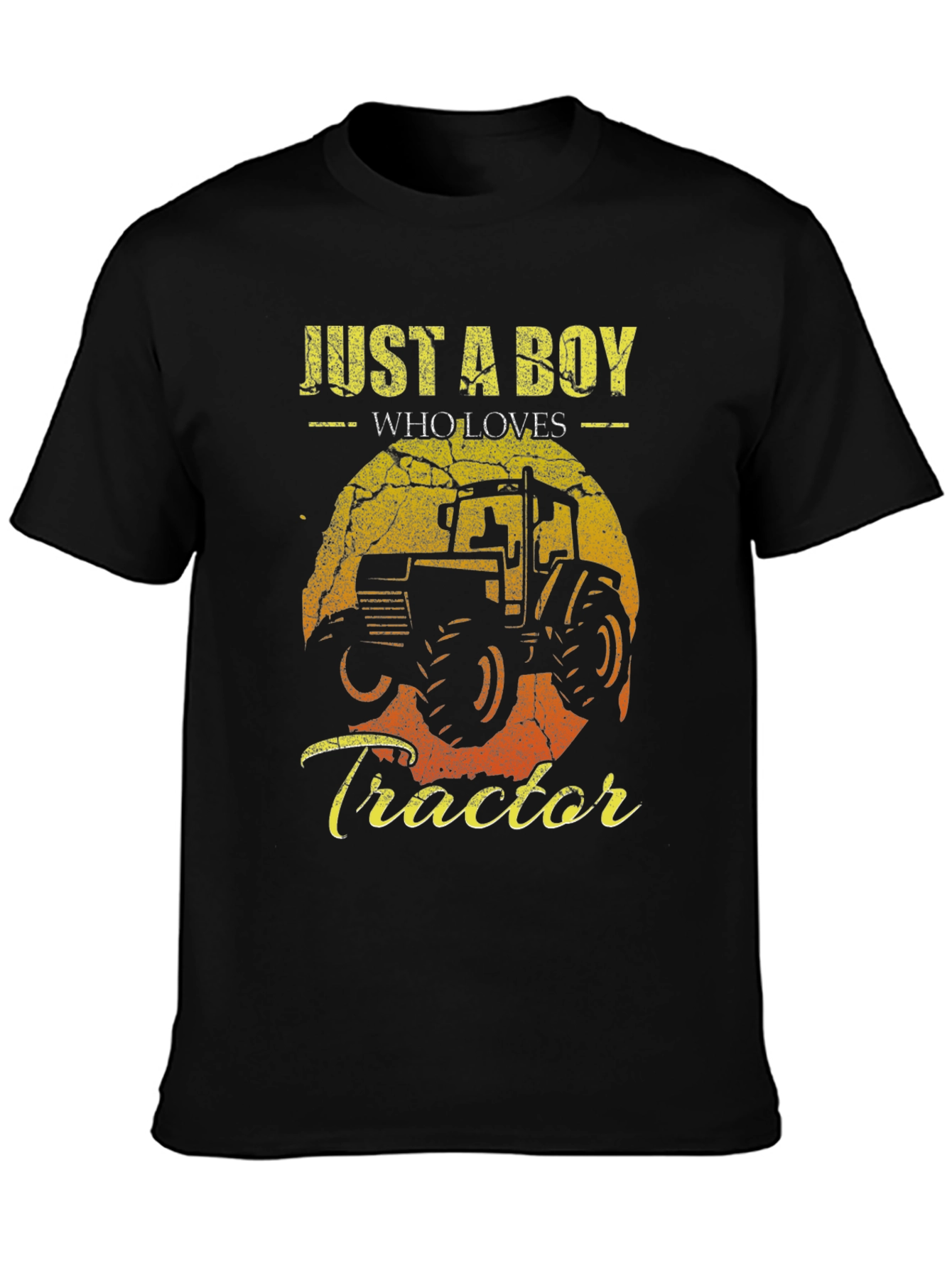 Black Just a Boy Who Loves Tractors Graphic Tee view 3