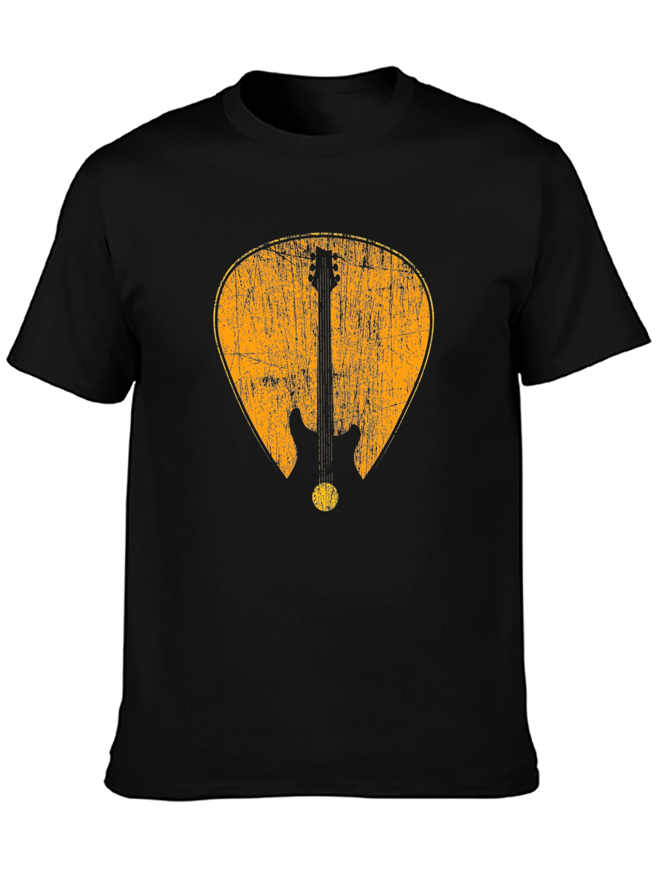 Black Vintage Guitar Pick Graphic Tee - Black Cotton view 3