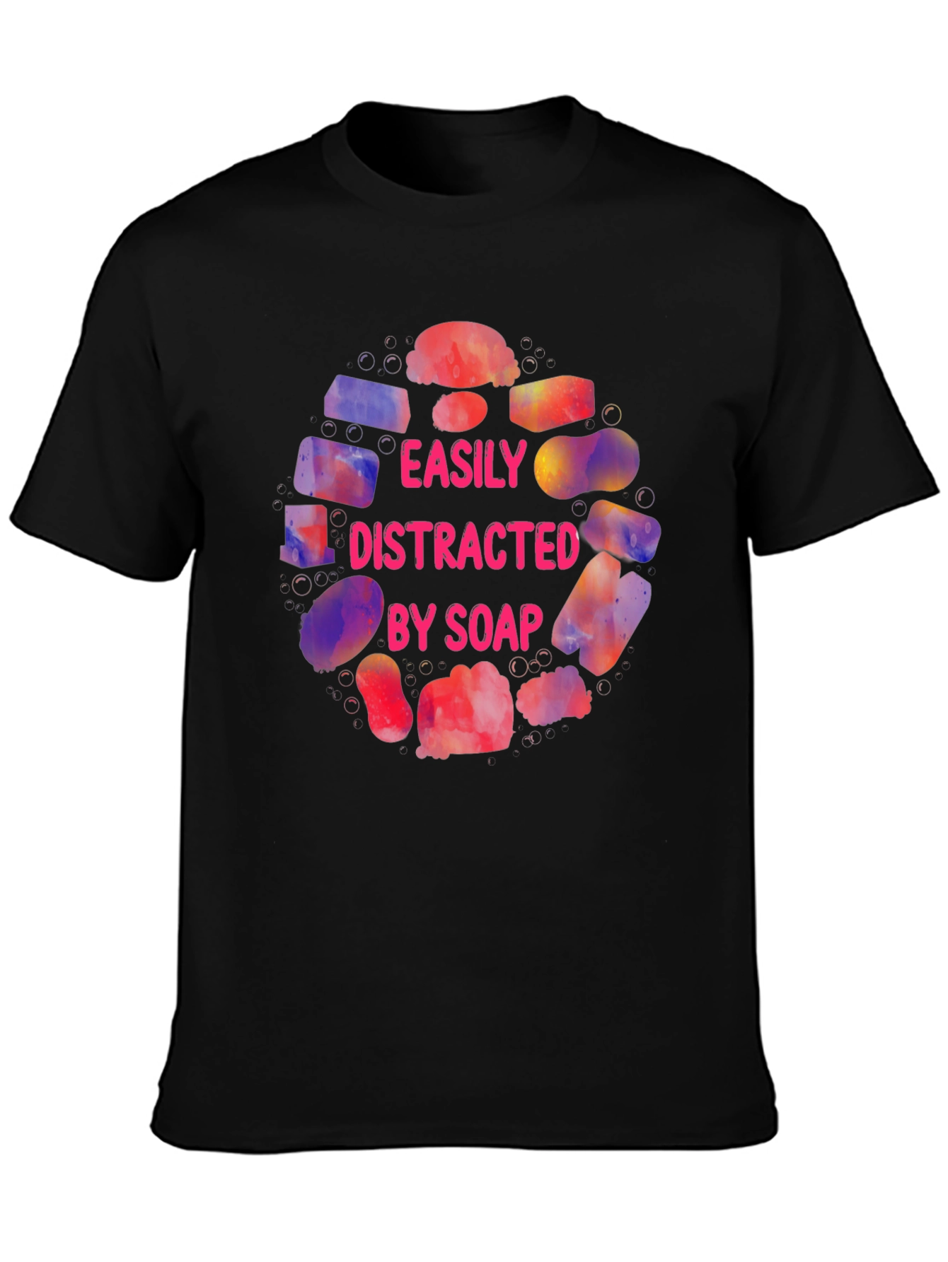 Black Easily Distracted By Soap Graphic T-Shirt view 3