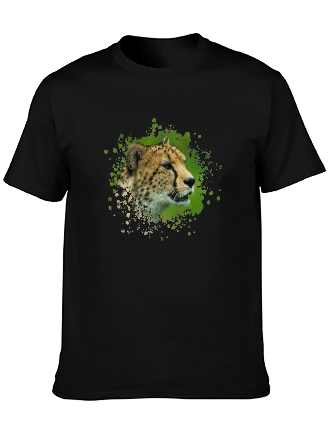 Black Cheetah Splash Graphic T-Shirt - Black view 3