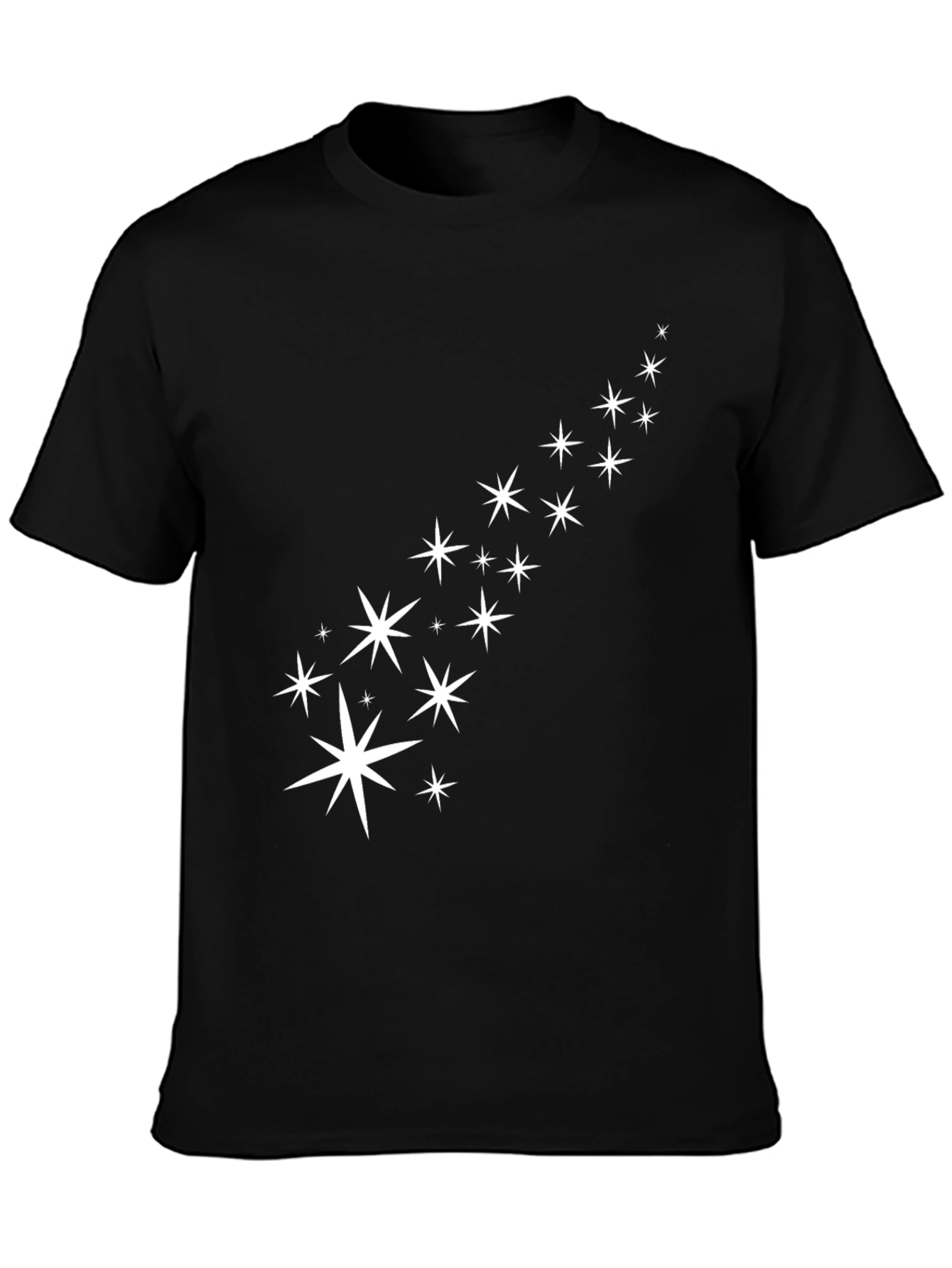 Black Stylish Black T-Shirt with White Star Design view 3