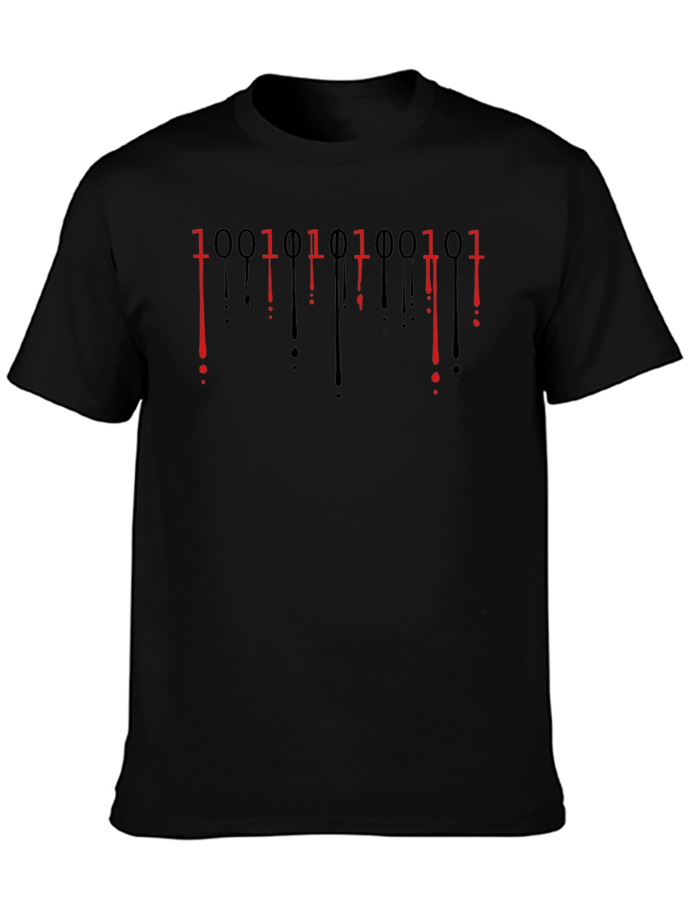 Black Binary Code Drip Graphic Tee - Black view 3