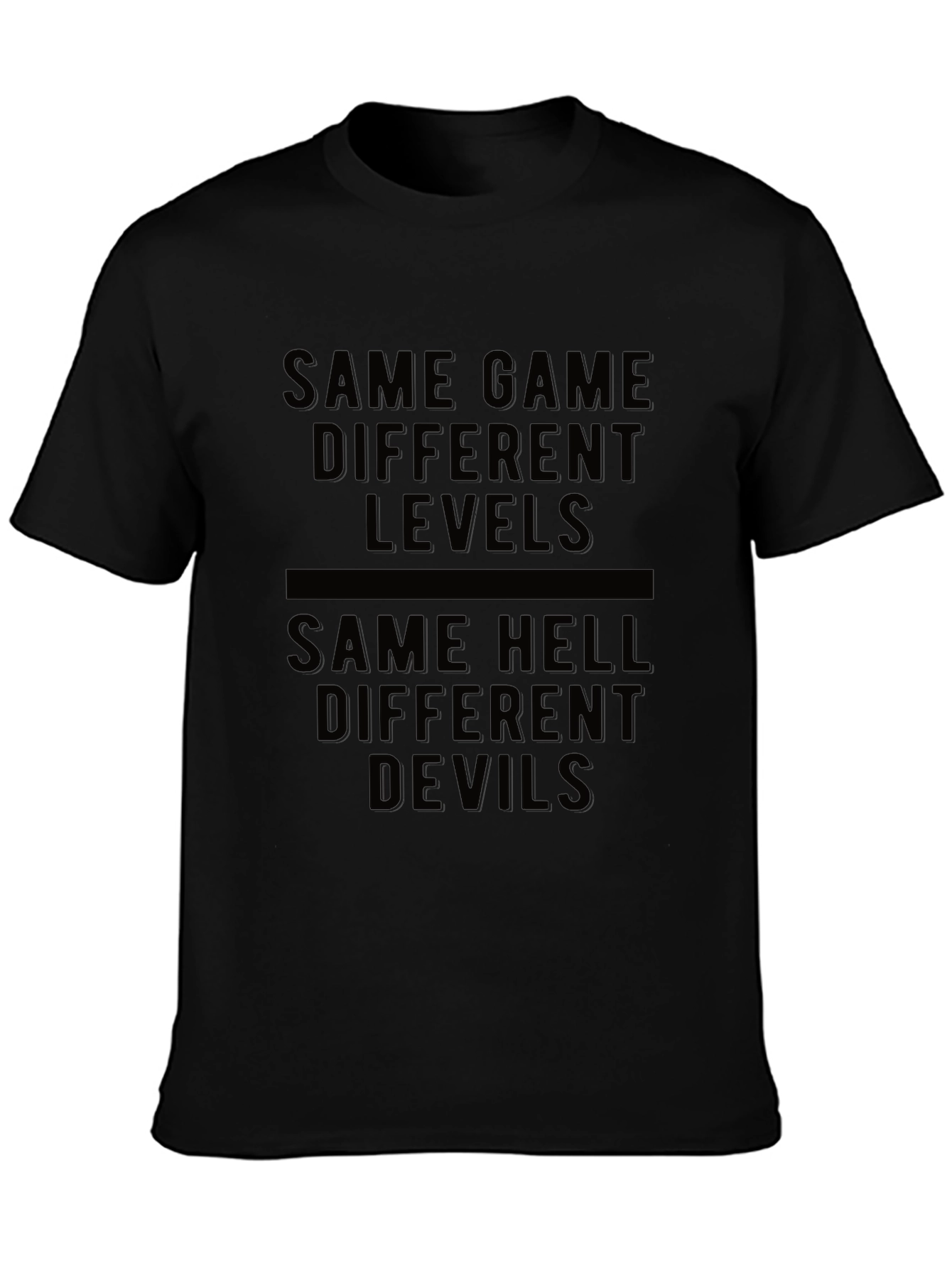 Black Same Game Different Levels Graphic Tee view 3