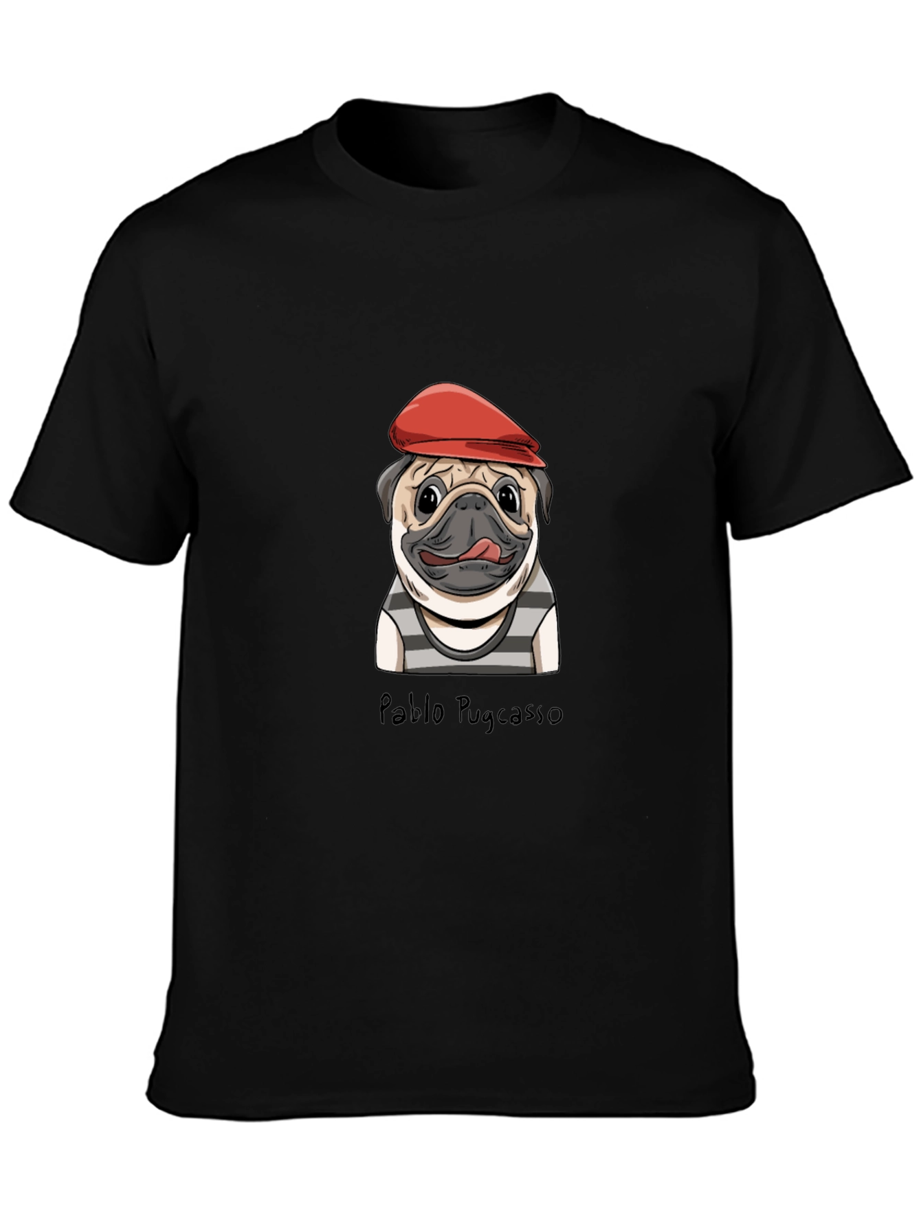 Black Pablo Pugcasso Graphic T-Shirt - Unique Dog Art Tee view 3