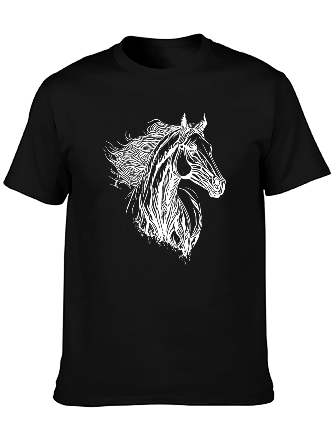 Black Horse Graphic Black Tee - Stylish Animal Print view 3