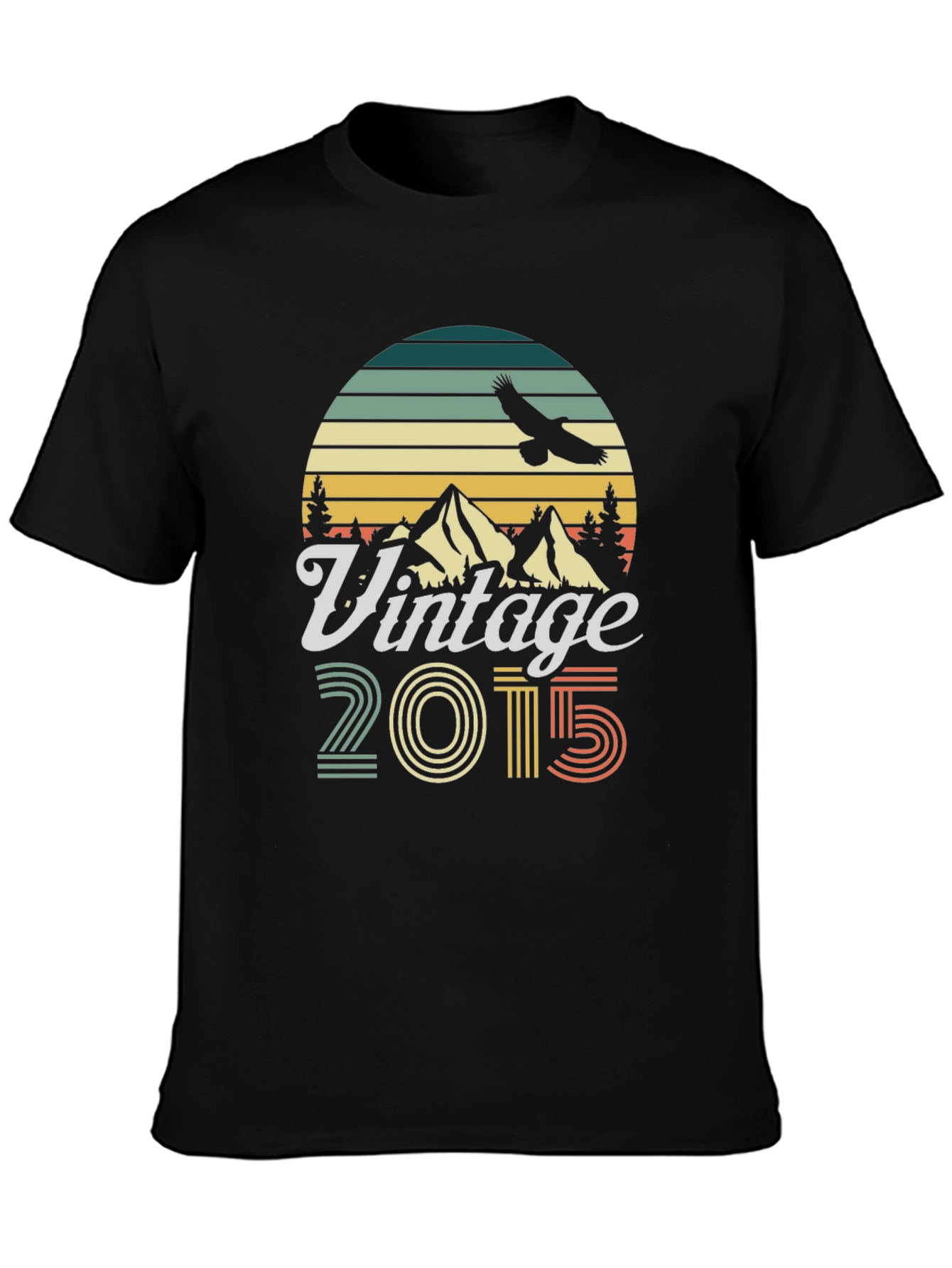 Black Vintage 2015 Graphic T-Shirt Retro Birthday Gift view 3