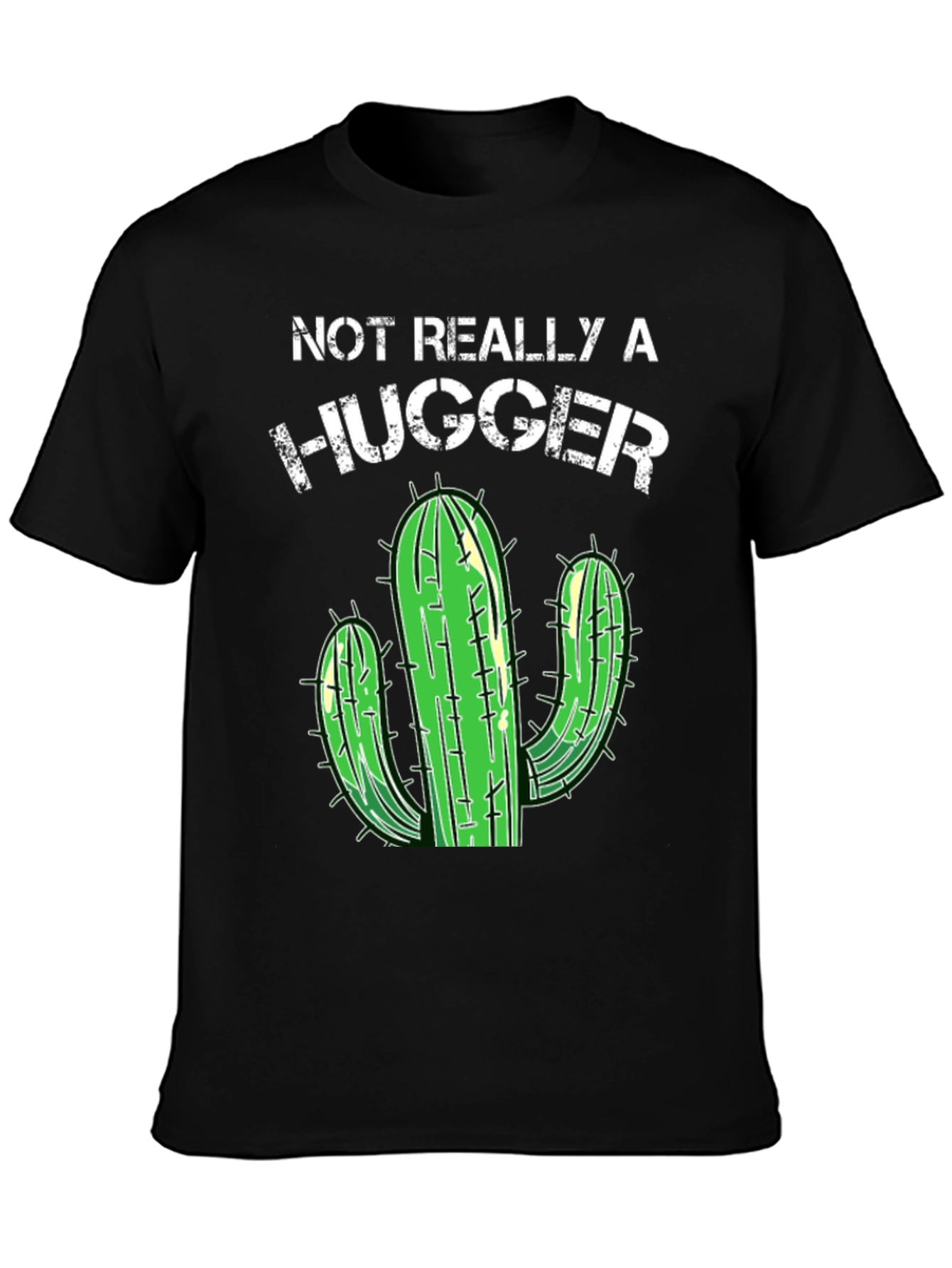 Black Not Really a Hugger Cactus Graphic Tee view 3