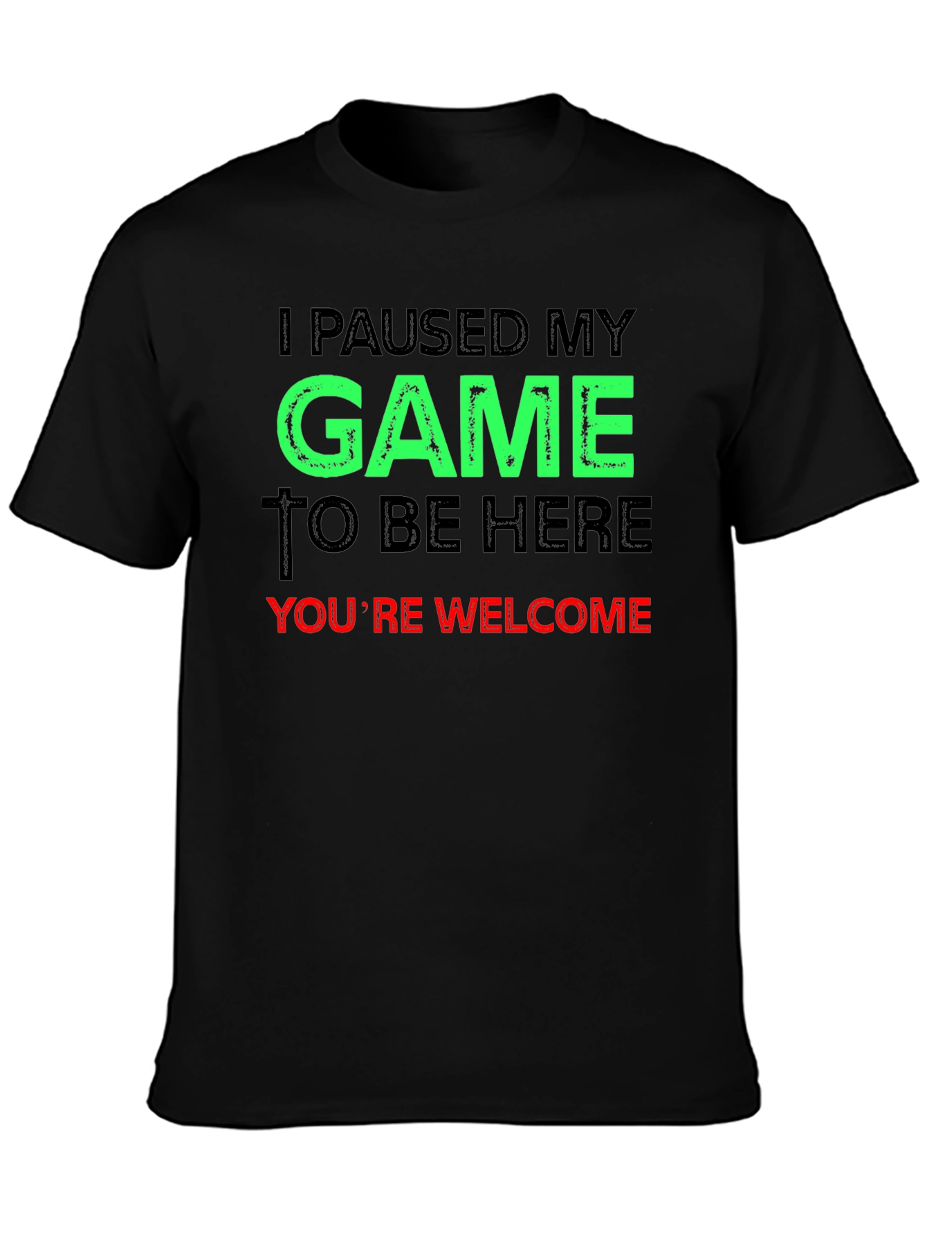 Black Funny Gamer T-Shirt - I Paused My Game view 3