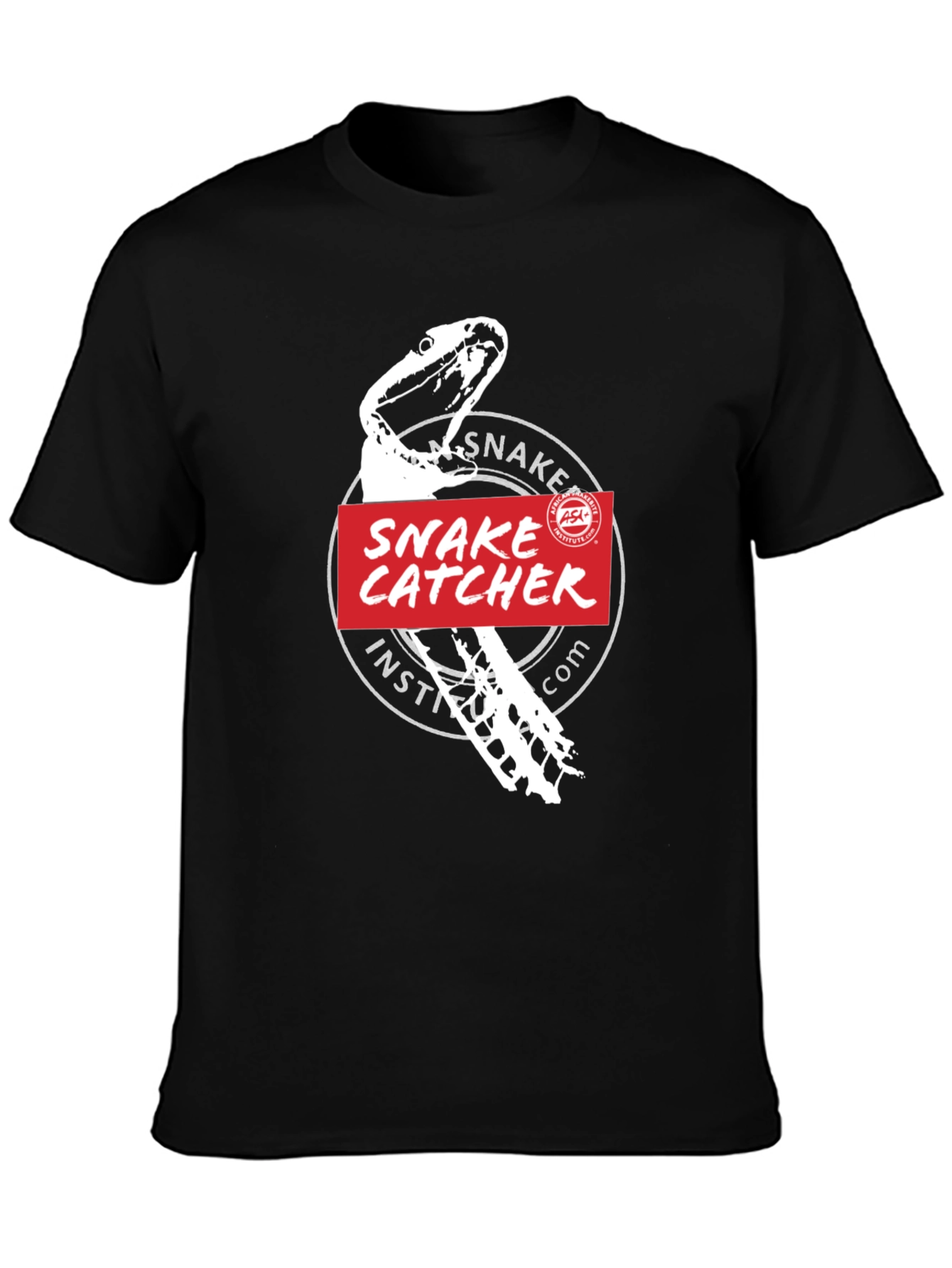 Black Snake Catcher Institute T-Shirt -  Black Cotton Tee view 3