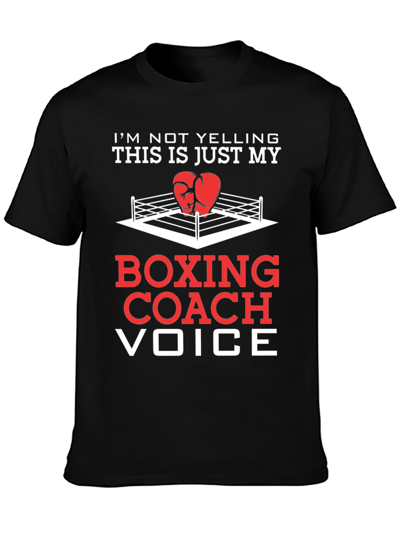 Black Boxing Coach Voice T-Shirt - Funny Boxing Gift view 3