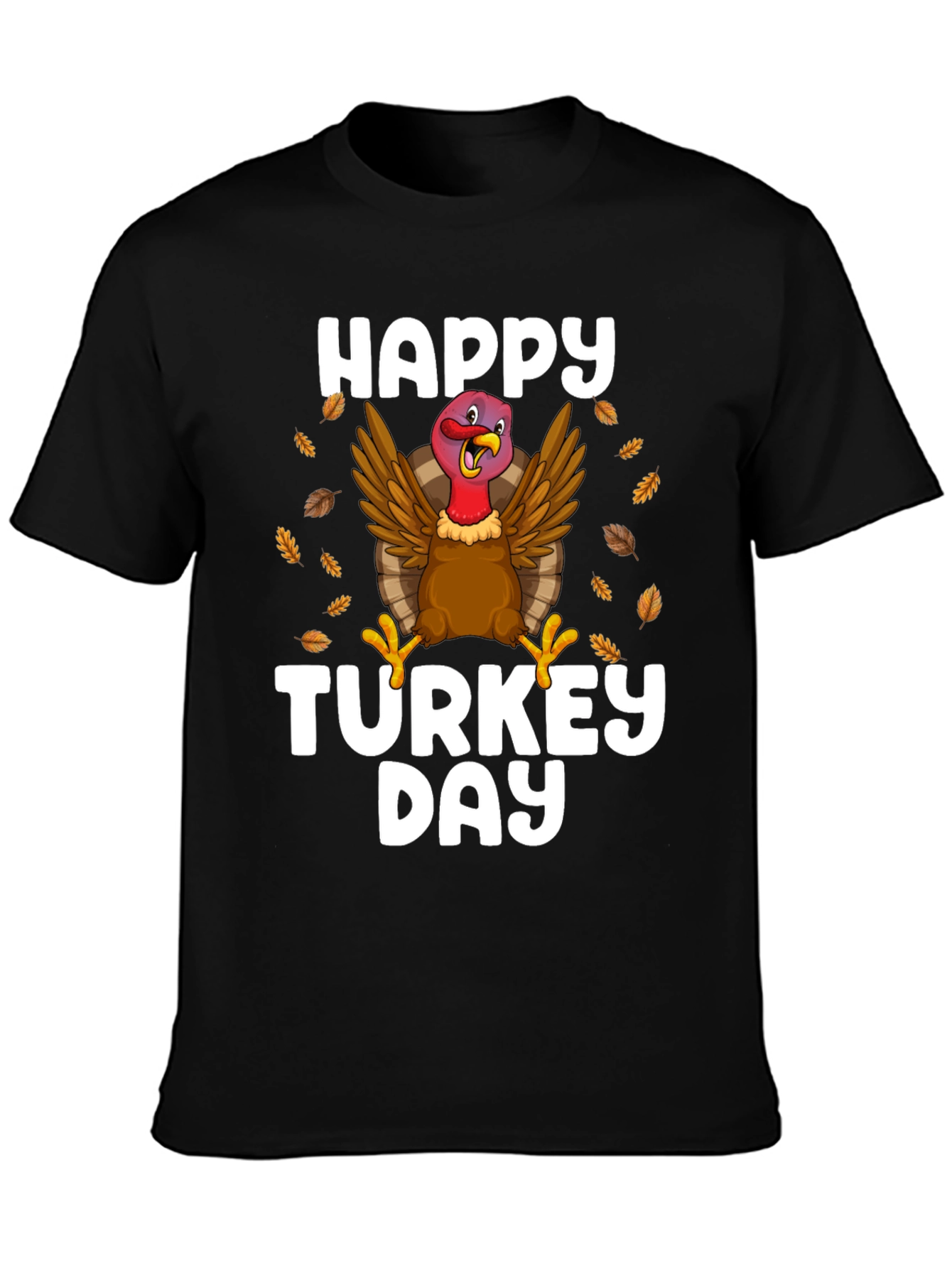 Black Happy Turkey Day Black T-Shirt view 3