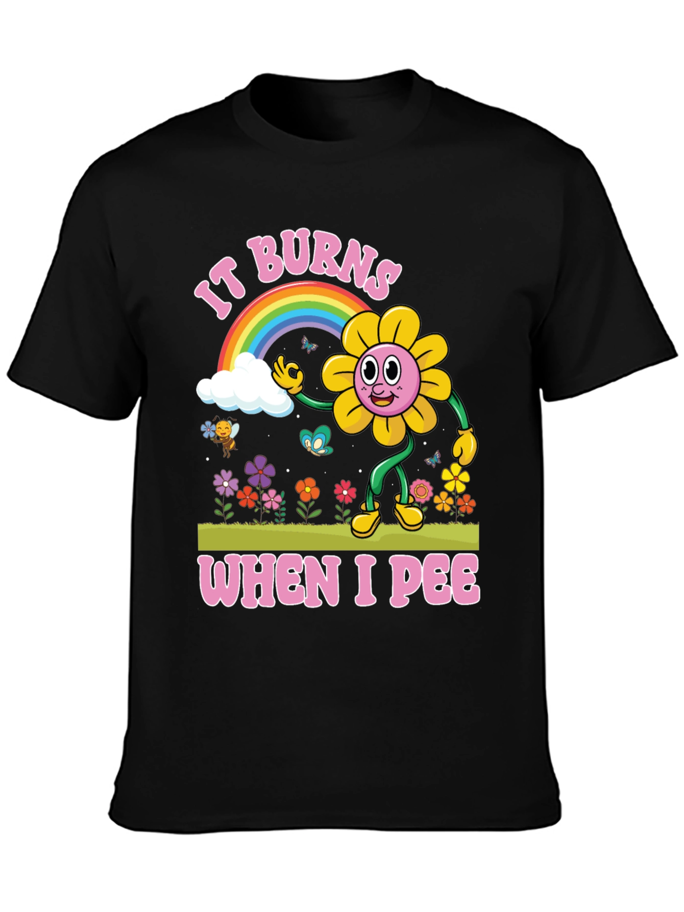 Black It Burns When I Pee Graphic T-Shirt view 3