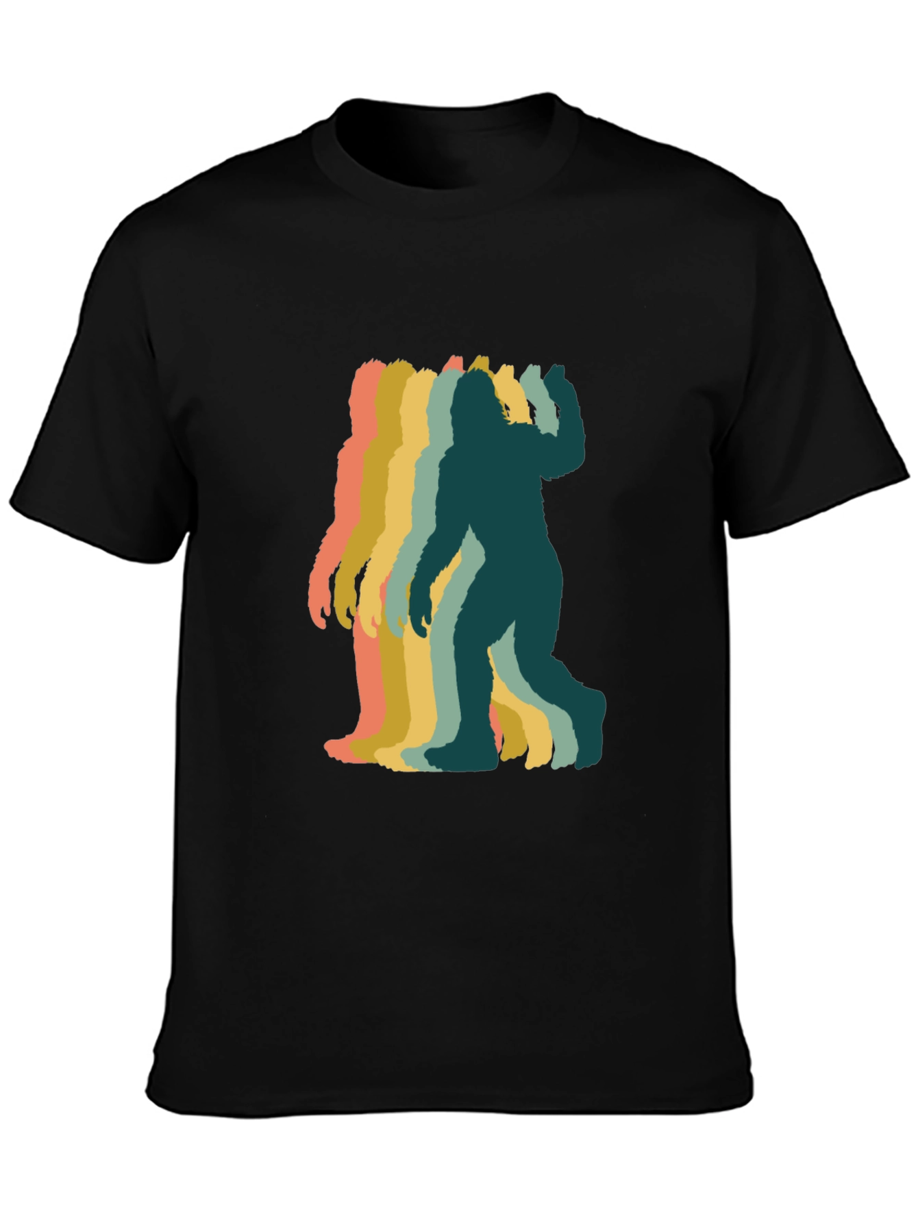 Black Retro Bigfoot Silhouette Graphic T-Shirt - Black view 3