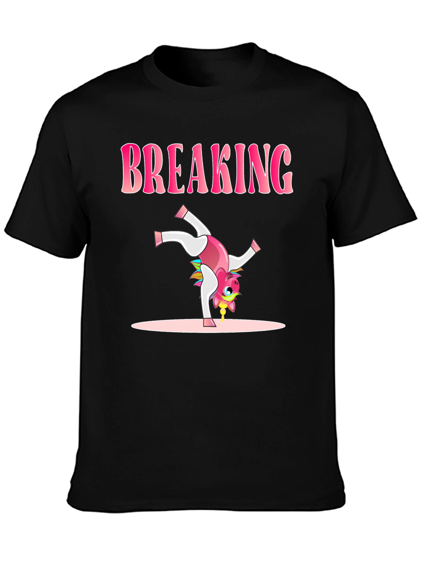 Black Breaking Unicorn Black T-Shirt view 3