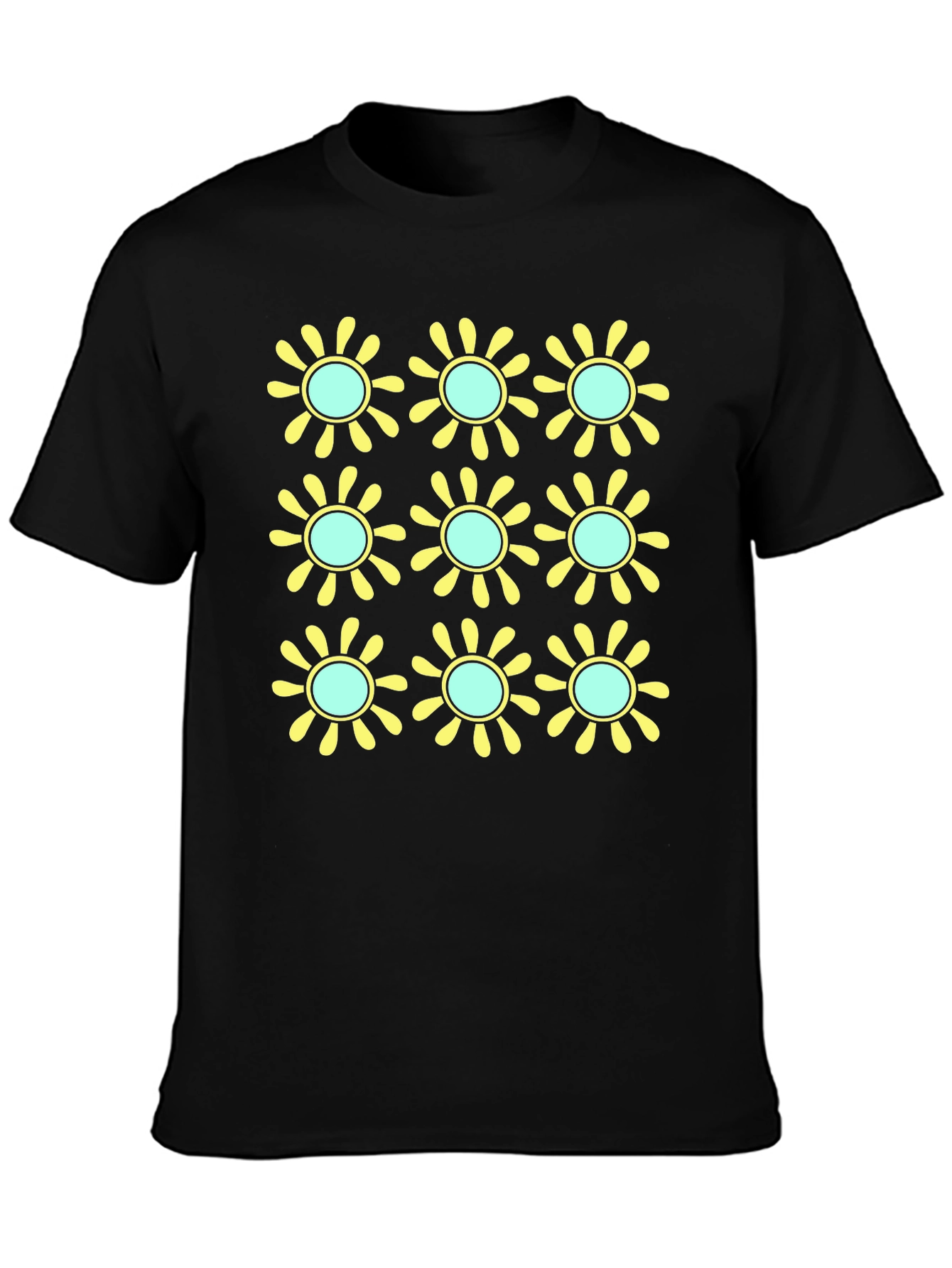 Black Retro Flower Power Graphic T-Shirt view 3