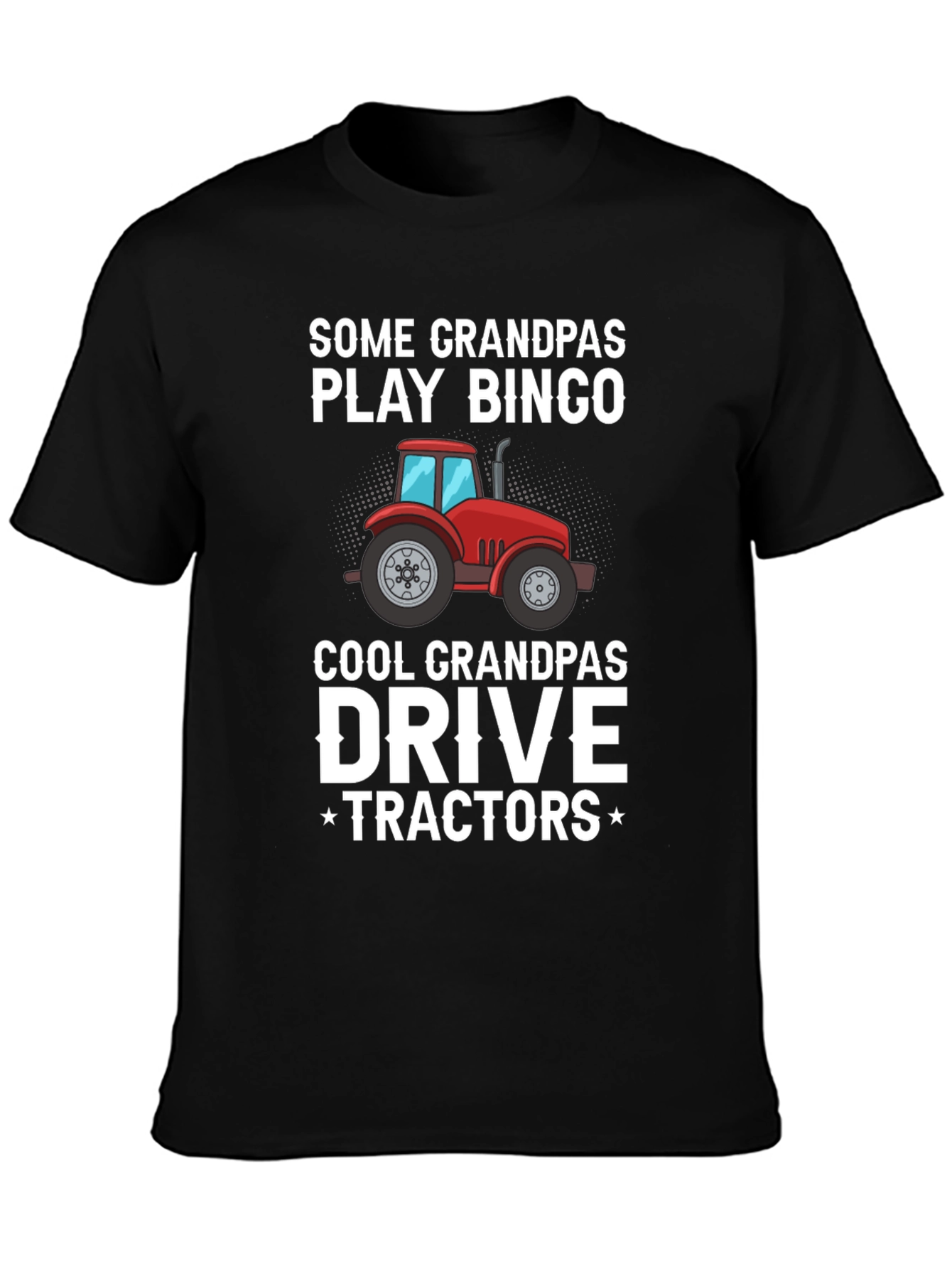 Black Cool Grandpa Drives Tractors T-Shirt view 3
