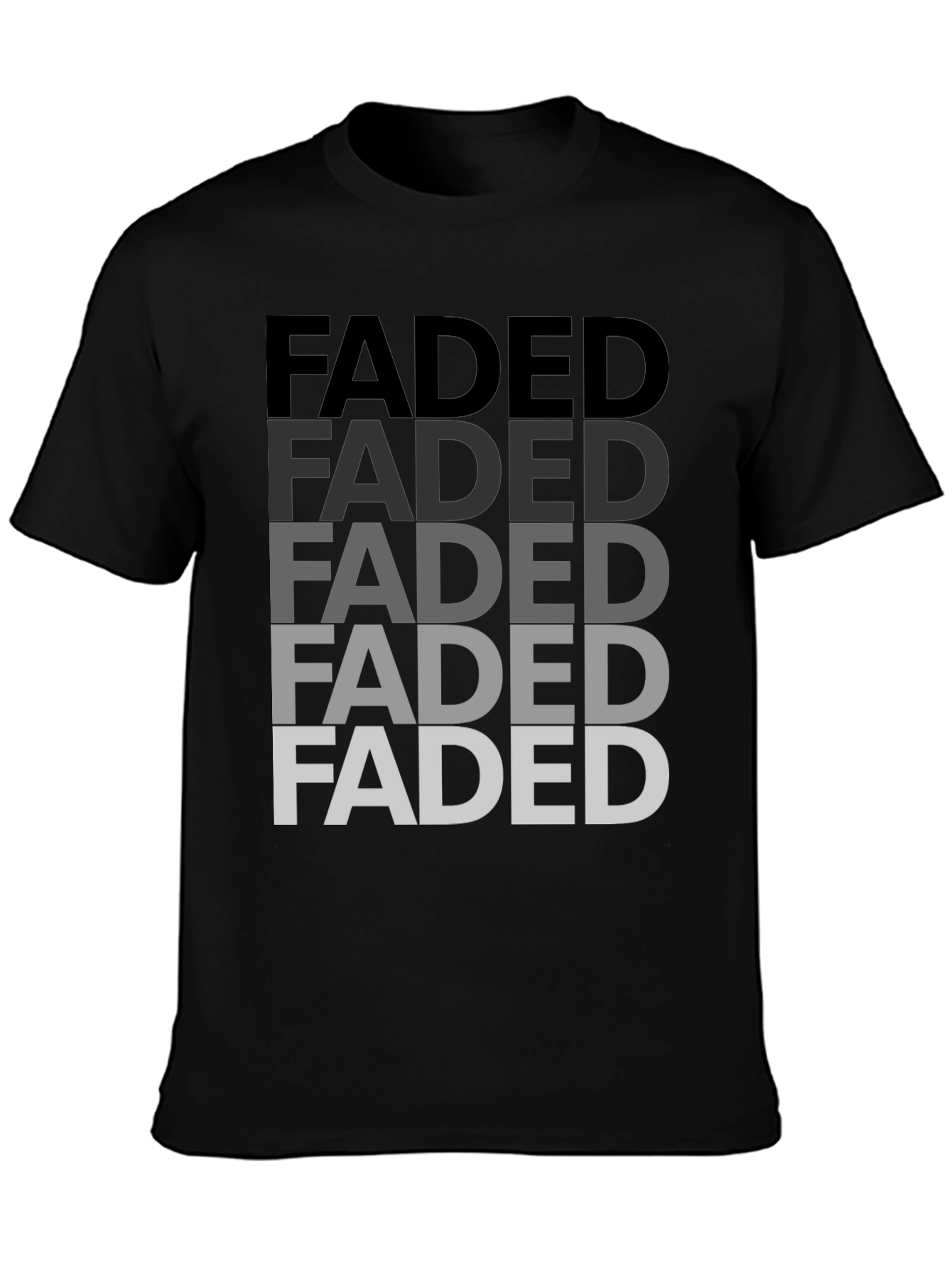 Black Faded Graphic Print Men's T-Shirt - Black view 3