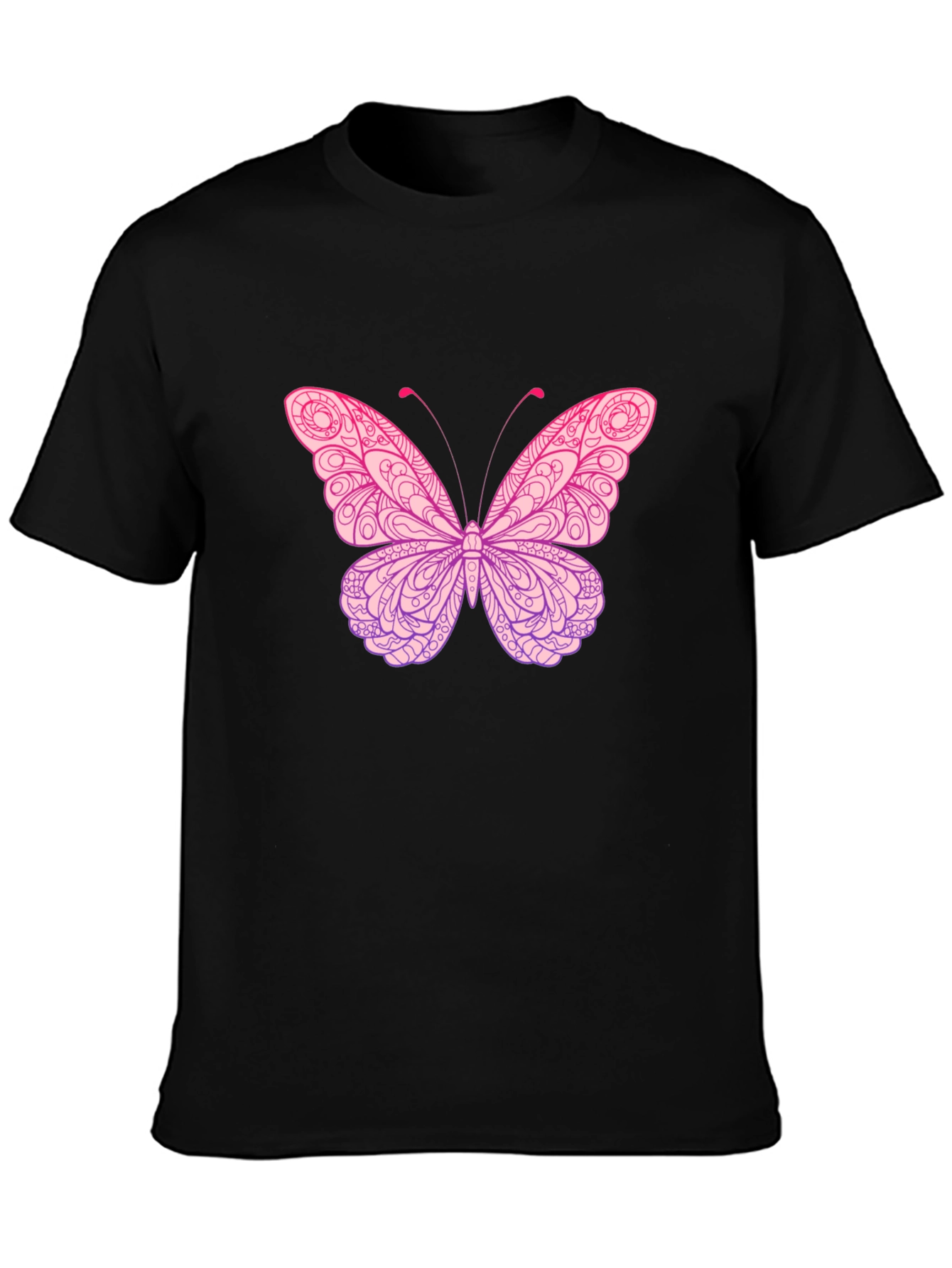 Black Butterfly Graphic Print Black T-Shirt view 3