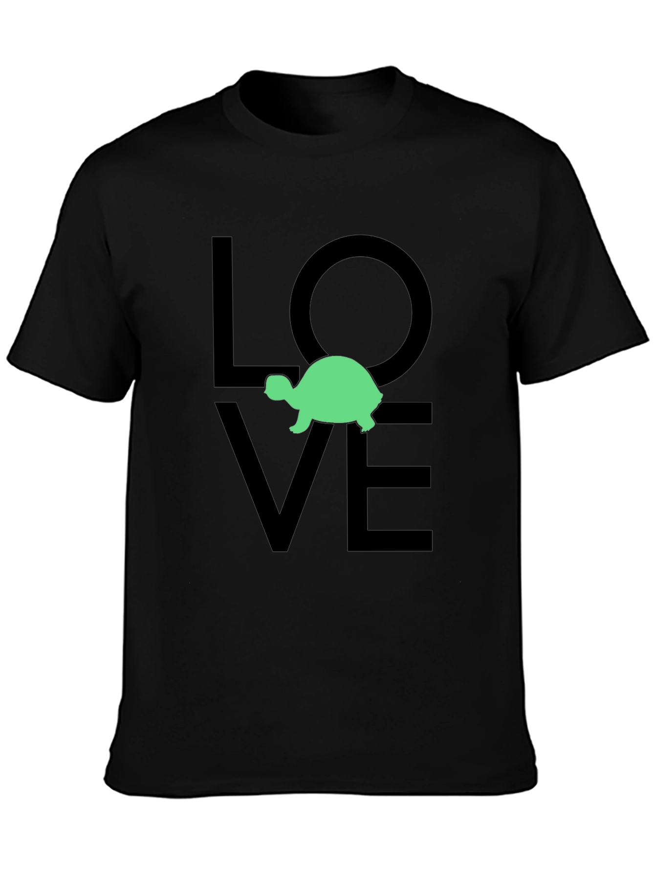 Black Turtle Love Graphic Tee - Black Cotton T-Shirt view 3