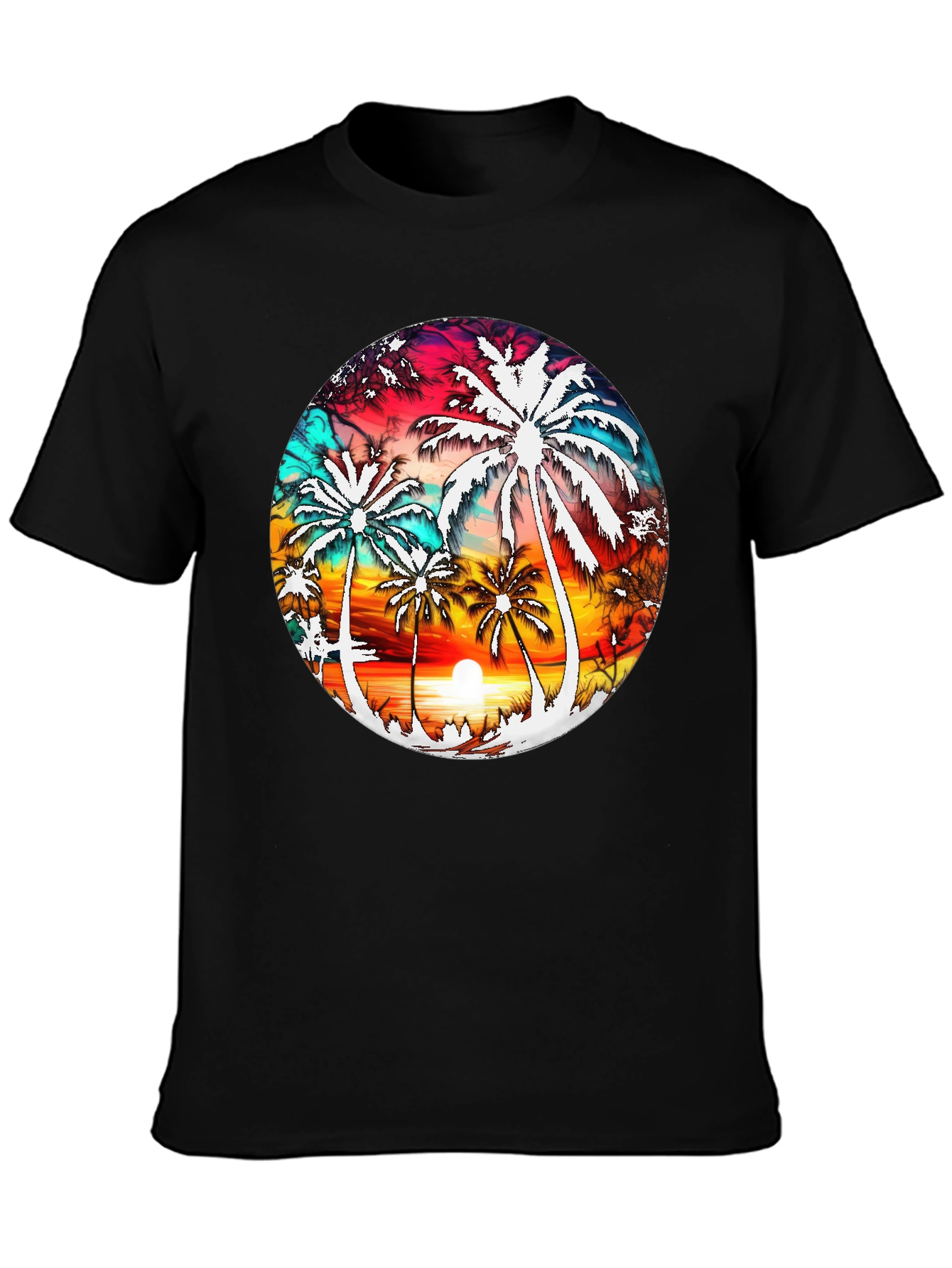 Black Sunset Palm Tree Graphic Tee - Tropical Vibe view 3