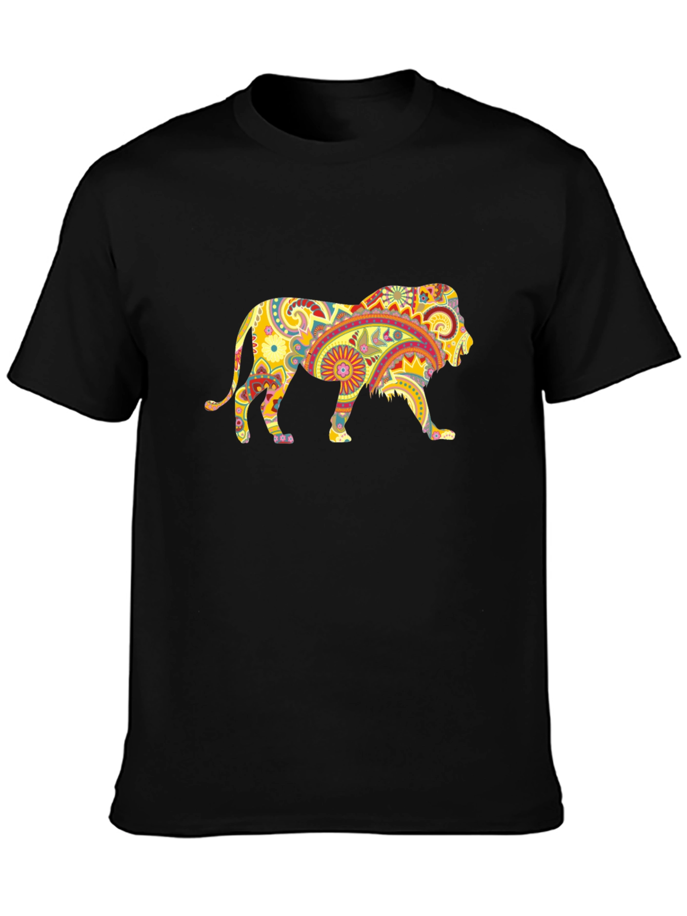 Black Lion Paisley Graphic T-Shirt - Unique Design view 3