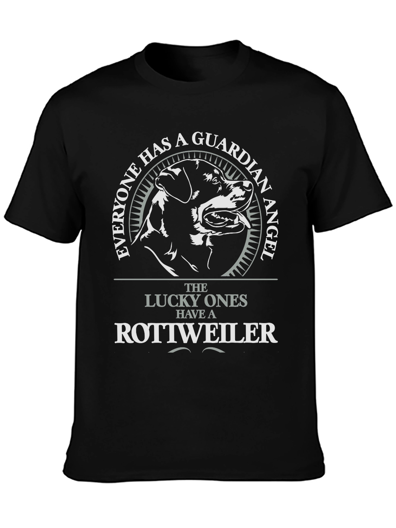 Black Rottweiler Guardian Angel T-Shirt view 3