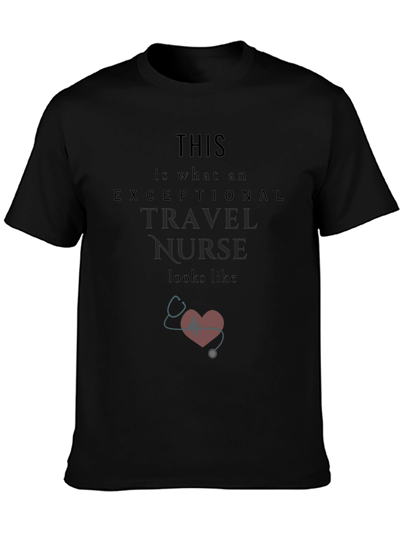 Black Exceptional Travel Nurse T-Shirt view 3