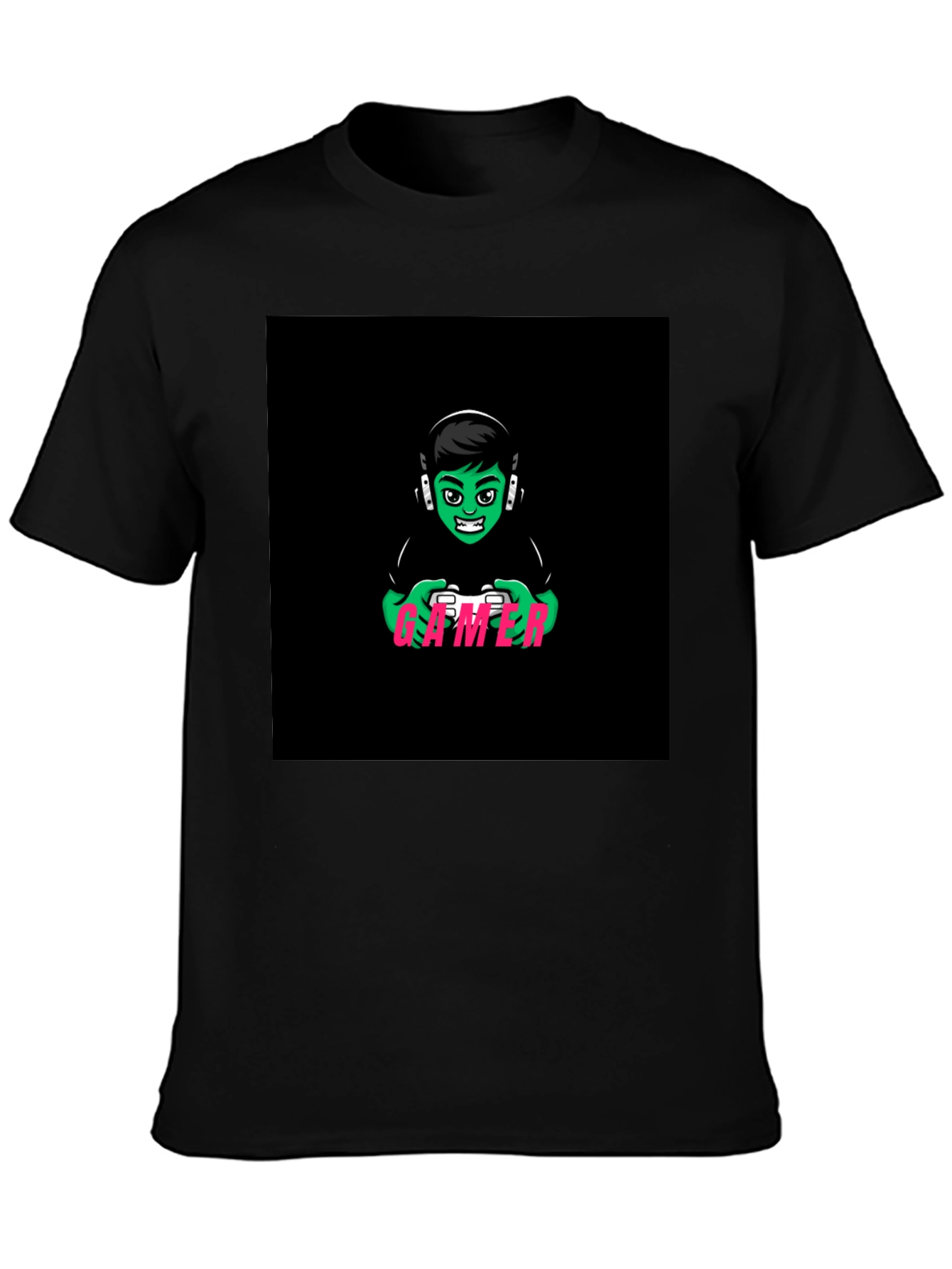 Black Gamer Graphic T-Shirt - Black Cotton Tee view 3