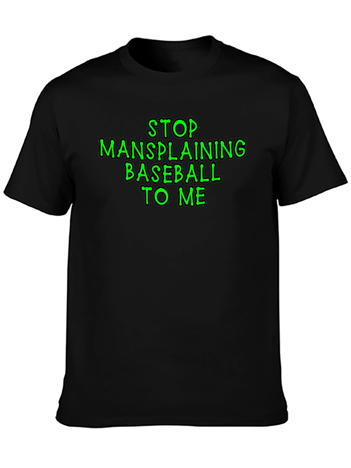 Black Stop Mansplaining Baseball T-Shirt view 3