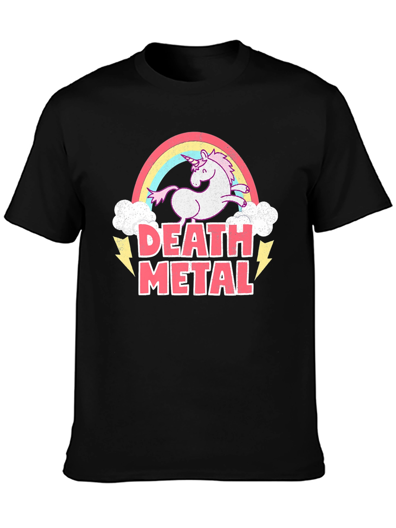 Black Death Metal Unicorn T-Shirt - Black Cotton Tee view 3